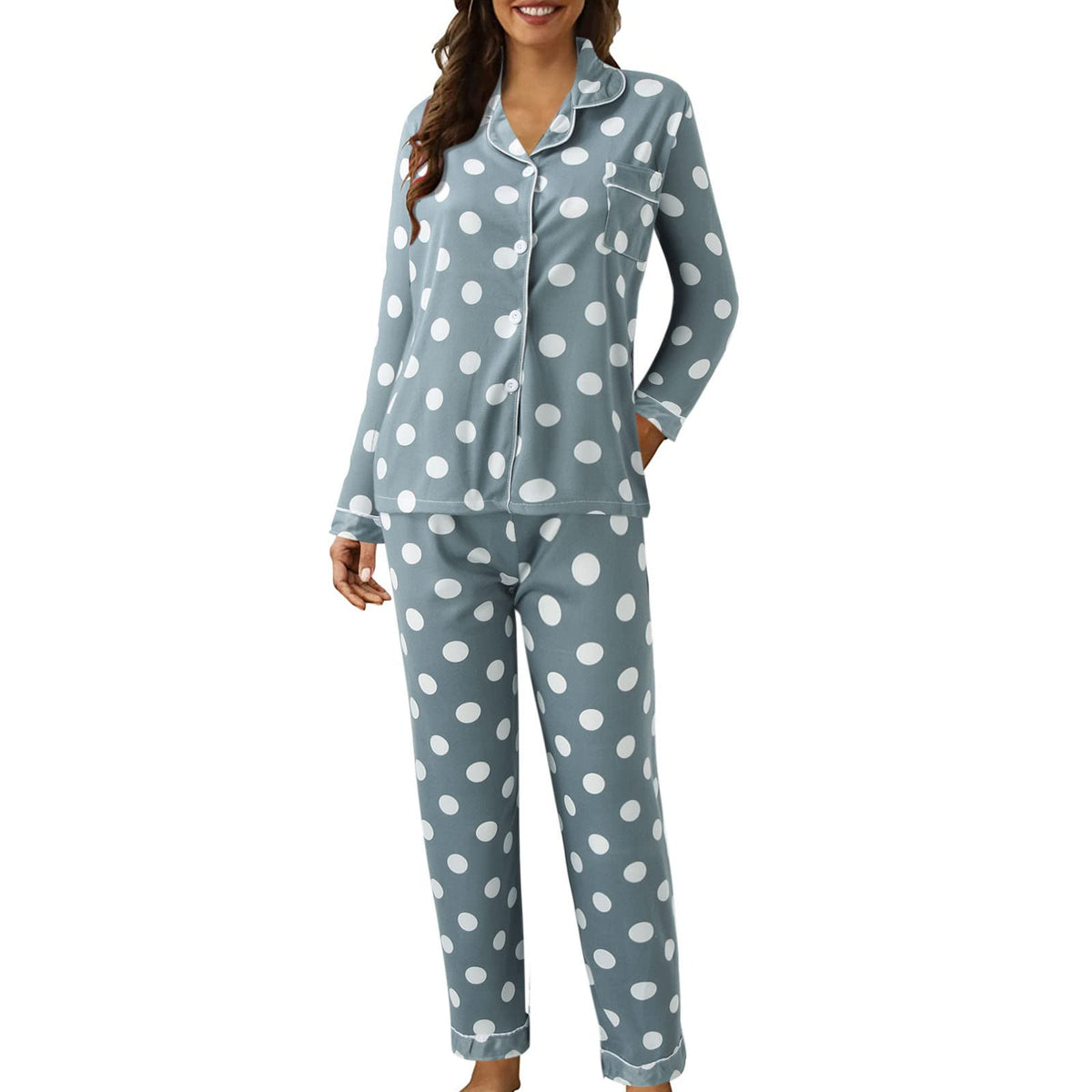 Pyjamas For Womens Women Pyjamas Set Lounge Wear Sets Matching Christmas Pjs Ladies Plus Size Co Ord Sets Autumn Nightwear Wide Leg Trousers Long Sleeve Comfort Nighties Fashion Fall Clothing Outfits
