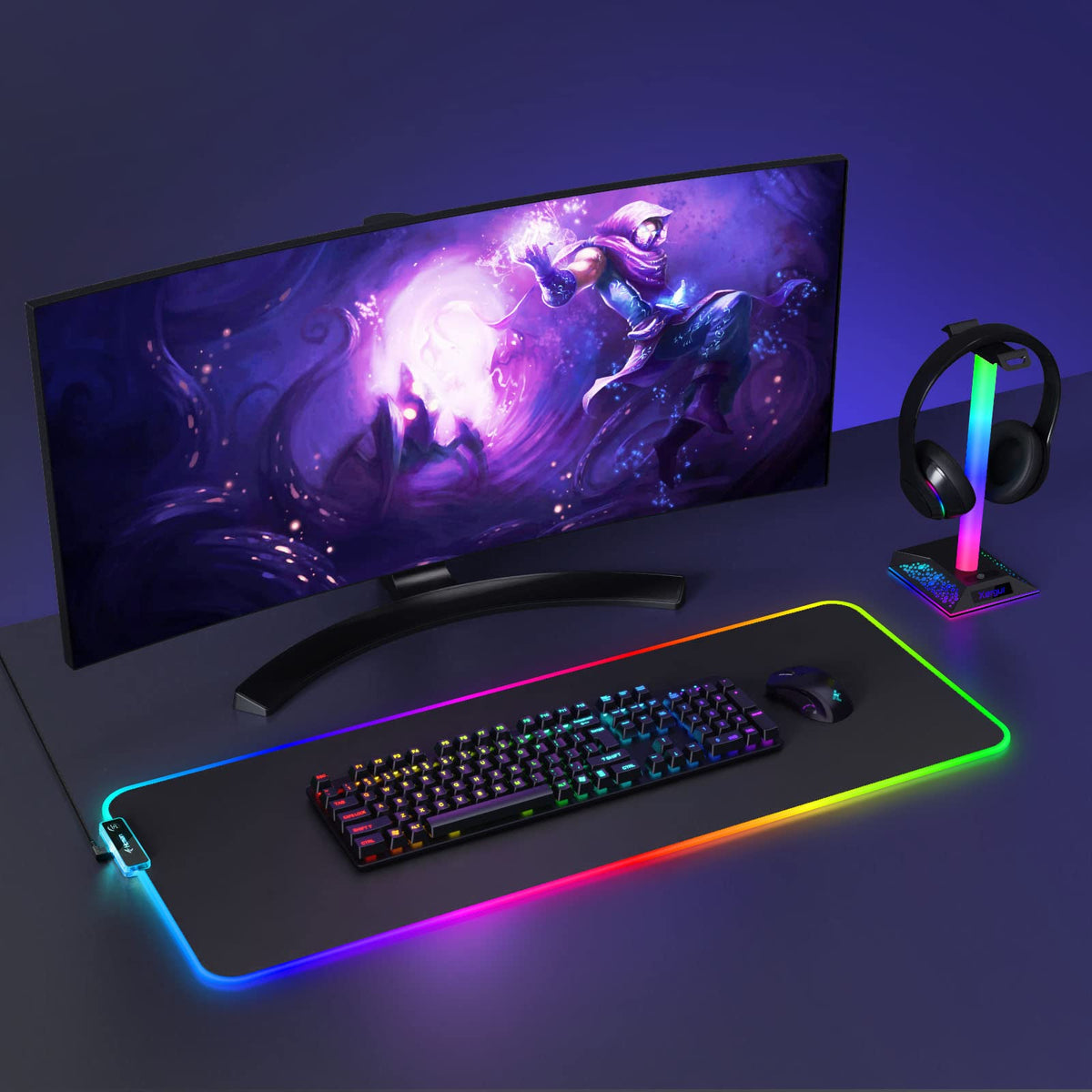 Hcman Charging RGB Gaming Mouse Pad - Wireless 15W Mousepad LED Extra Large