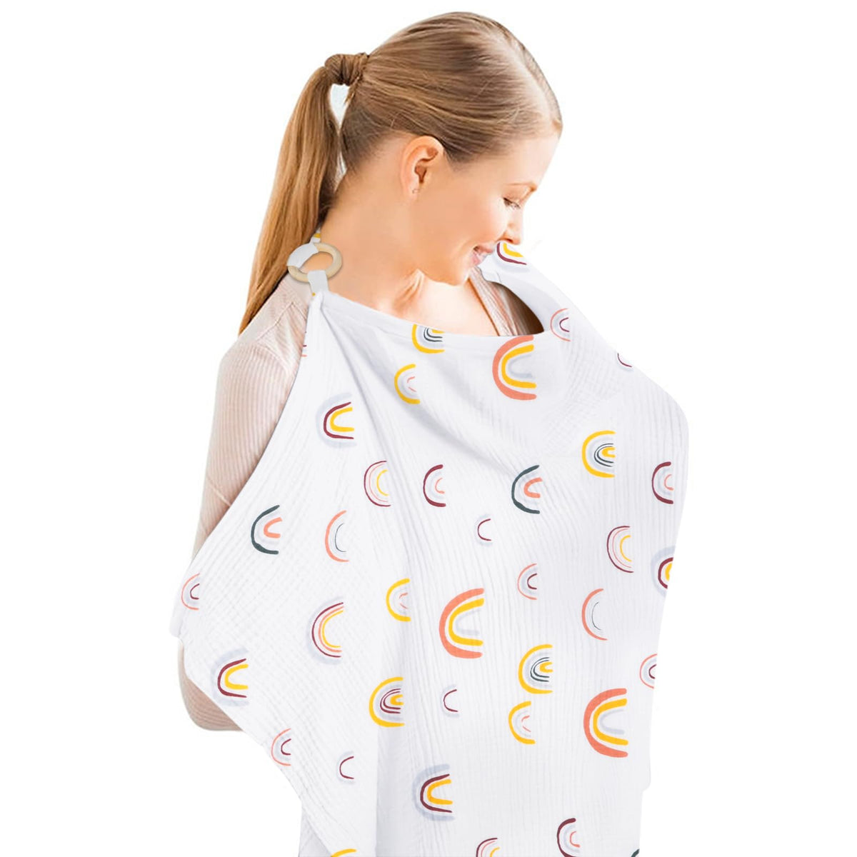 Aolso Breastfeeding Cover Nursing Cover, Muslin Cotton Soft Breathable Nursing Cover, Adjustable Strap Breast Feeding Coverall for Car Seat Blanket and Stroller Coverall (Green)