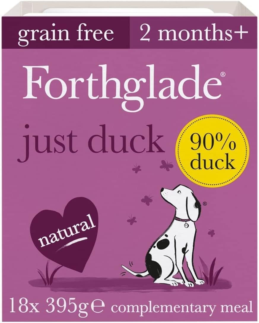 Forthglade Complementary Wet Dog Food (12 x 395g Trays) - Grain Free & Hypoallergenic Dog Food, Just Chicken, Chicken with Liver & Turkey, 90% Protein Stomach Sensitive with Natural Ingredients