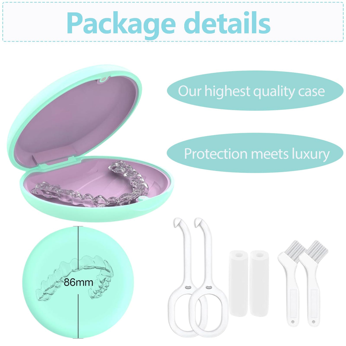 Retainer Case, Slim Aligner Cases for Invisalign, Mouthguard Case with Removal Tools& Aligners Chewies& Brush, Removable Inner Tray Silicone for Easy Cleaning (Pink)