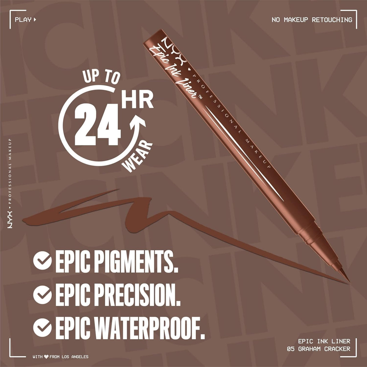 NYX Professional Makeup Eye Liner, Epic Ink Waterproof Liner, Black