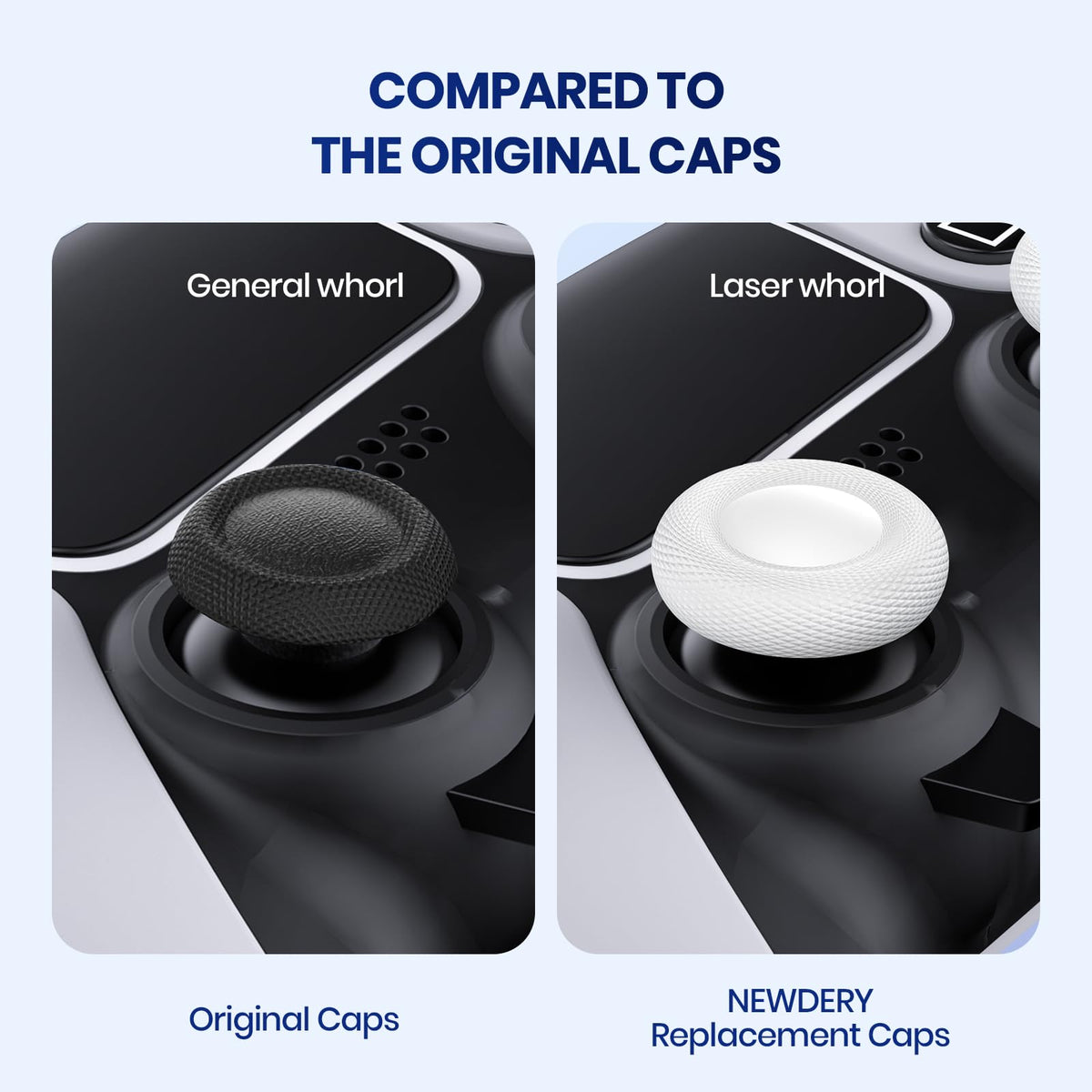 NEWDERY Joystick Replacement Grip Caps for PS5/PS4 Controller