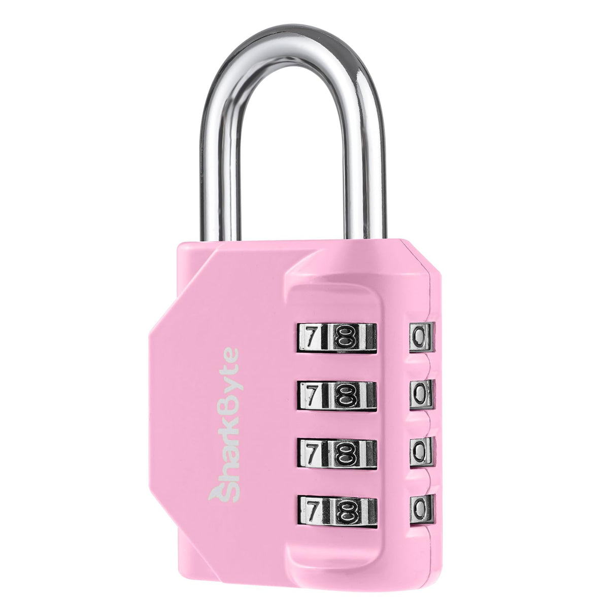 SharkByte Heavy Duty Combination Padlock – 4-Digit Weatherproof Outdoor Lock with Stainless Steel Shackle, Anti-Rust Resettable Code for Gym, School, Locker, Shed, Toolbox, Gate & Warehouse - Red