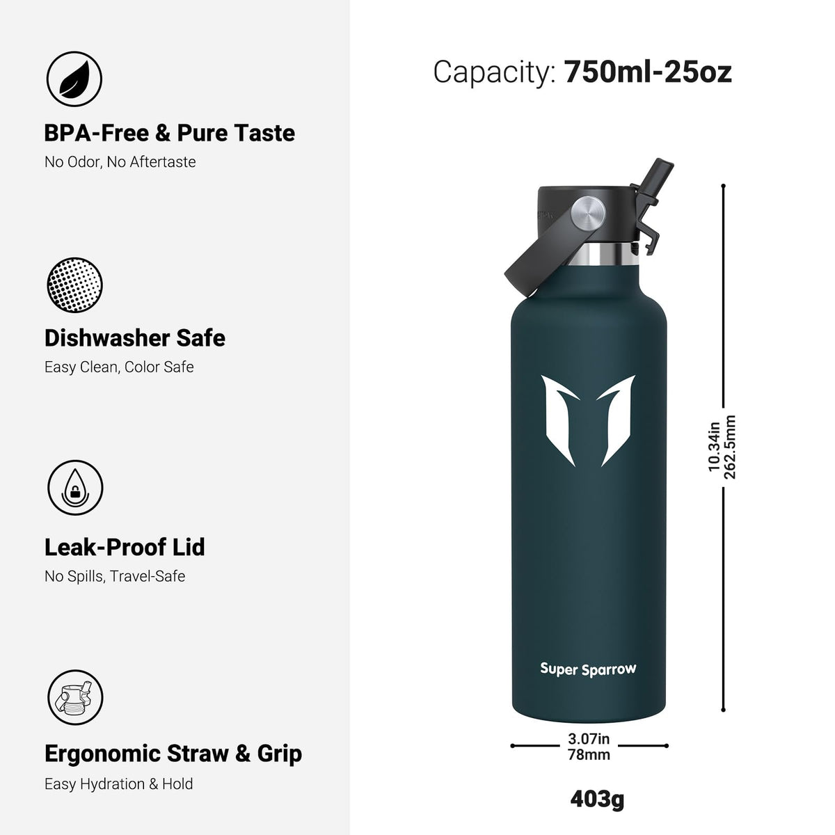 Sparrow Insulated Water Bottle 500ml/750ml/1L/1.2L Metal Drinks Bottle
