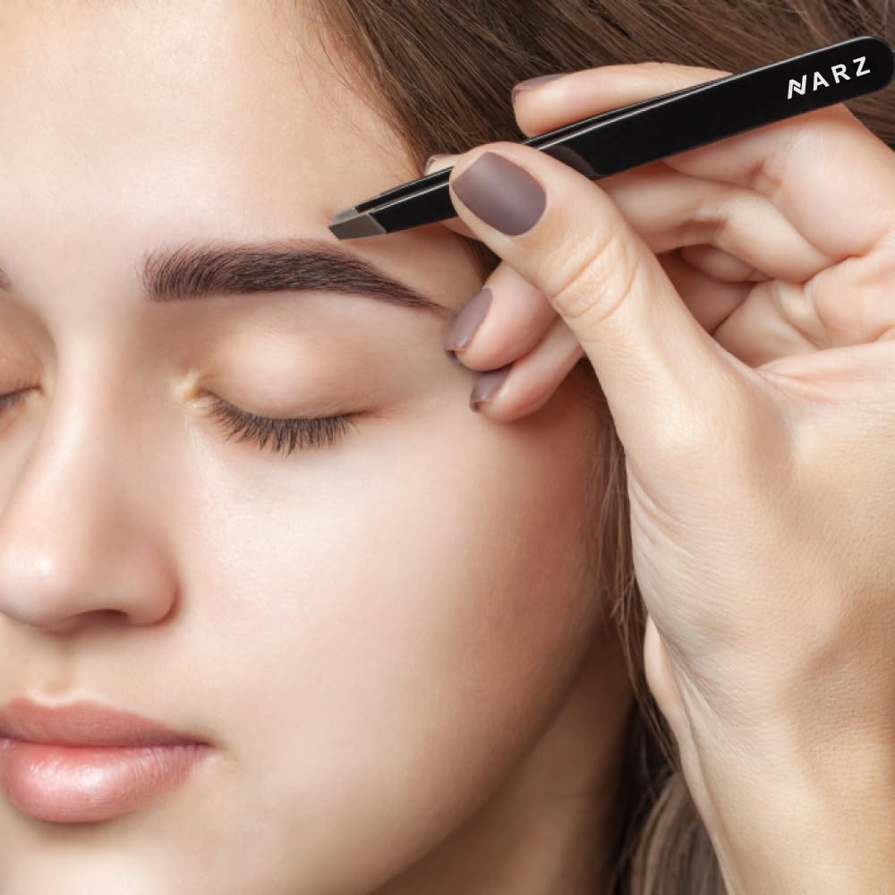 NARZ 1 Piece Professional Tweezer for Facial Hair Women & Men Stainless Steel Precision Tweezers for Ingrown Hair Tweezers for Men & Women (Shiny Black)