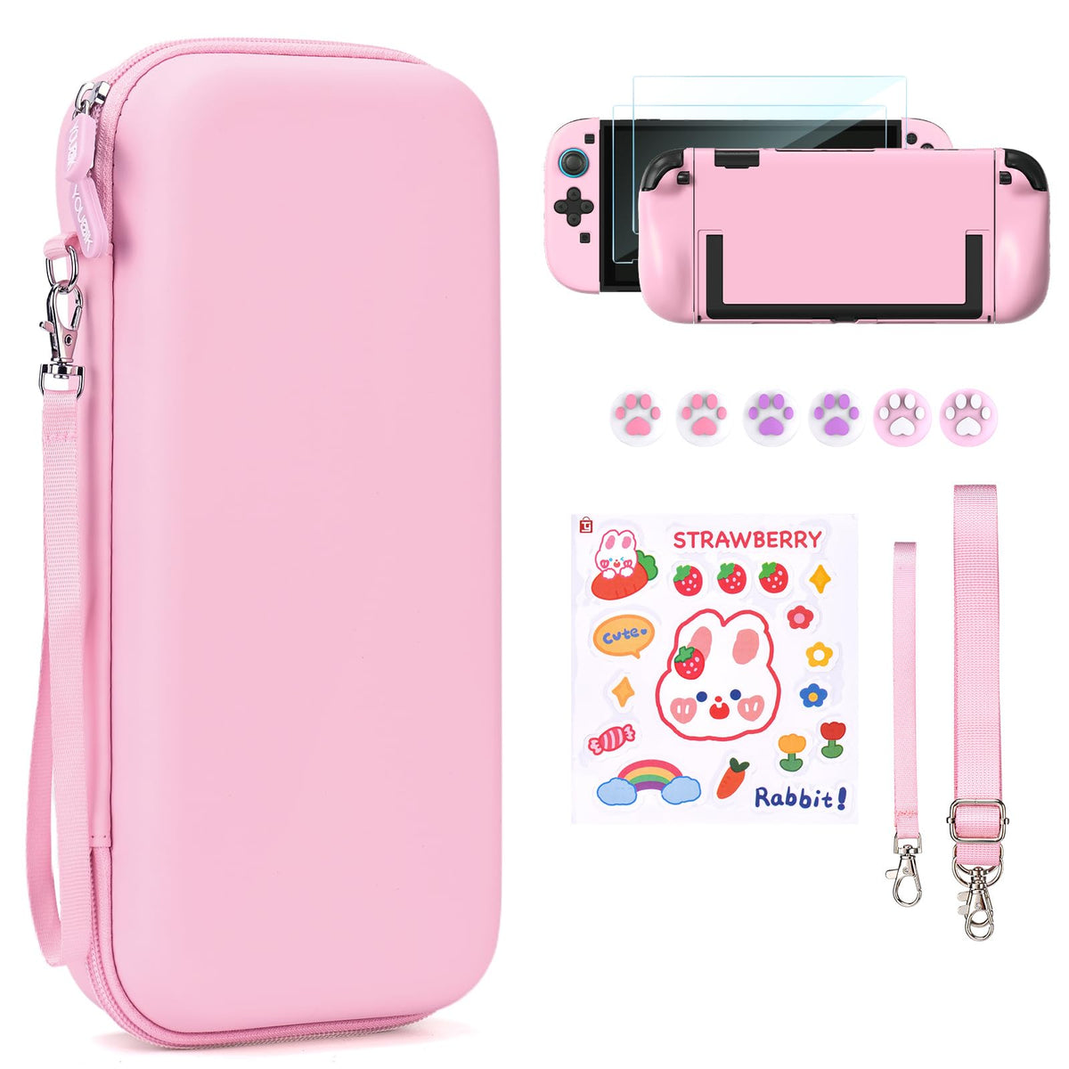 Younik Switch Accessories Bundle, 17 in 1 Switch Accessories Kit for Girls Include Switch Carrying Case with 9 Game Card Slots, Adjustable Stand, Protective Case for Switch Console & J-Con (Blue)