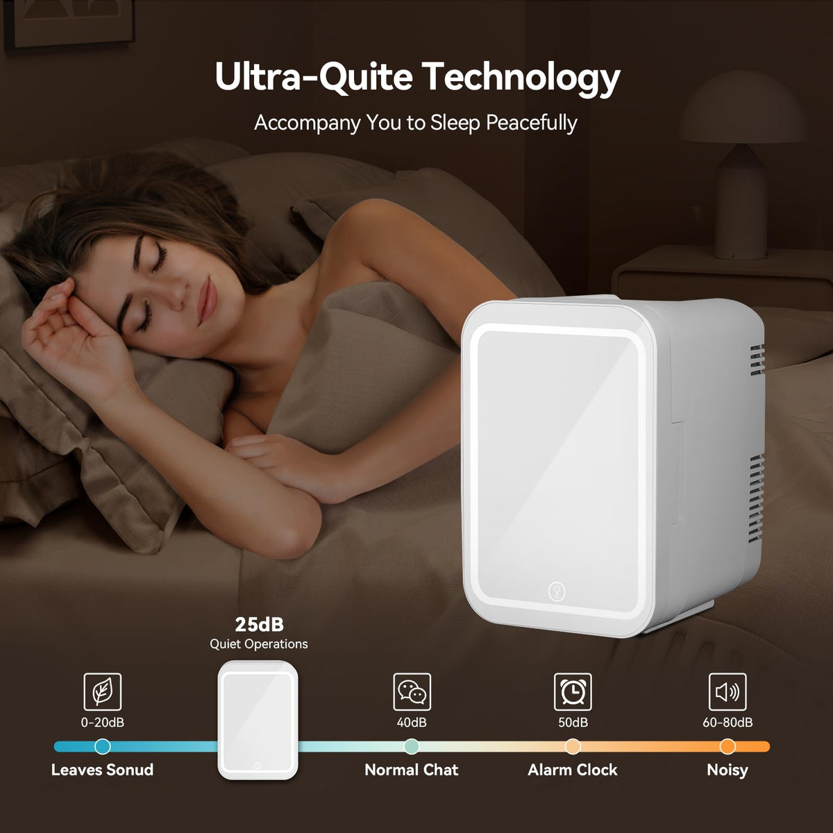 ARTETHYS Mini Fridge for Bedrooms, 8L Skincare Fridge with LED Mirror
