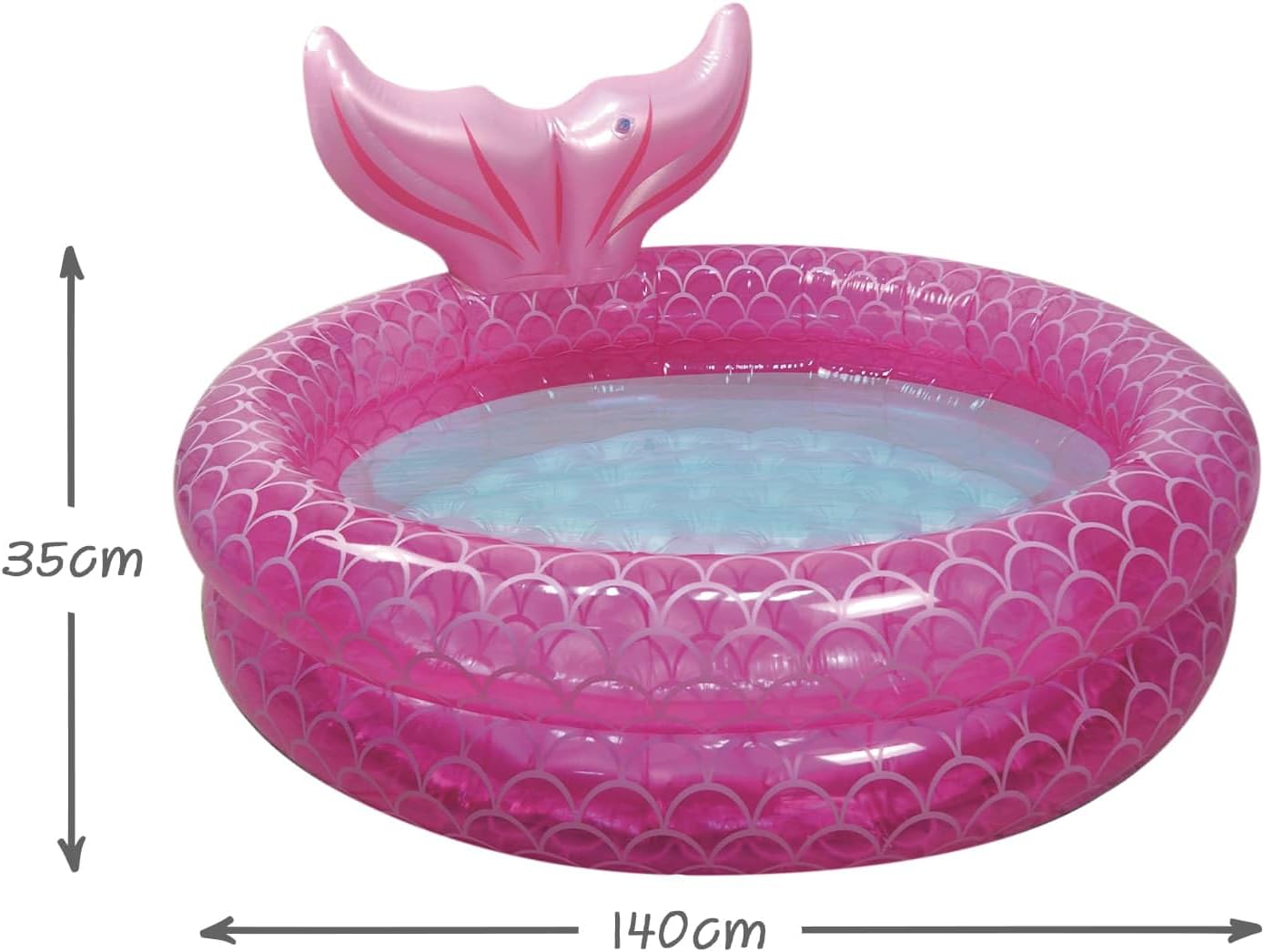 CKB LTD Kids Inflatable Mermaid Paddling Pool for Children Toddlers, 140cm Diameter, Vibrant Pink Colour, Enchanting Mermaid Tail Design, Suitable for Ages 2+