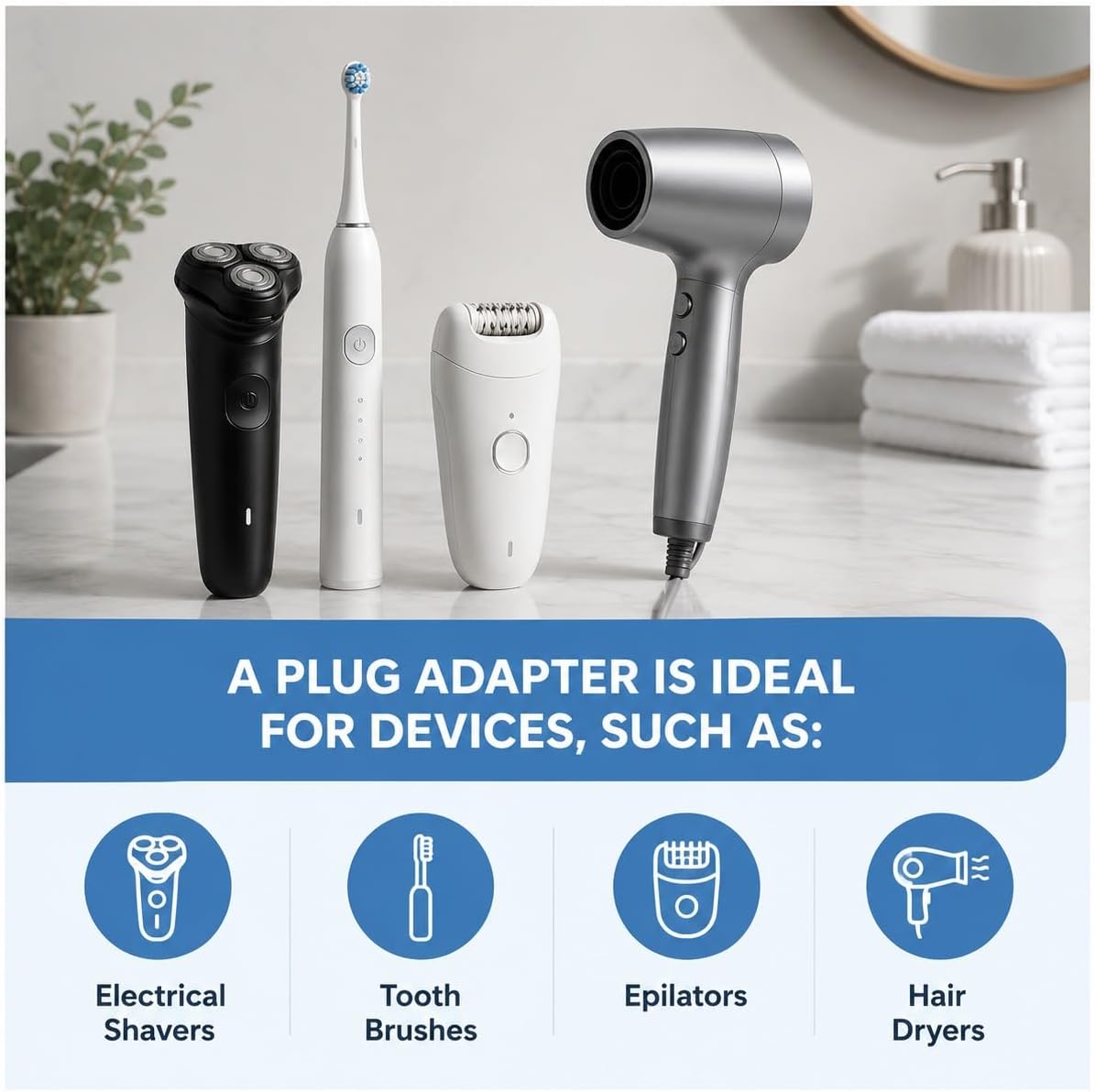 MOBIBAY (Pack of 1) Toothbrush Adaptor Plug UK Charger Shaver Socket 2 Pin to 3 Pin Electric Converter Bathroom Two to Three Prong Charging Tooth Brush Razor Plugs Electrical Shaving (White)