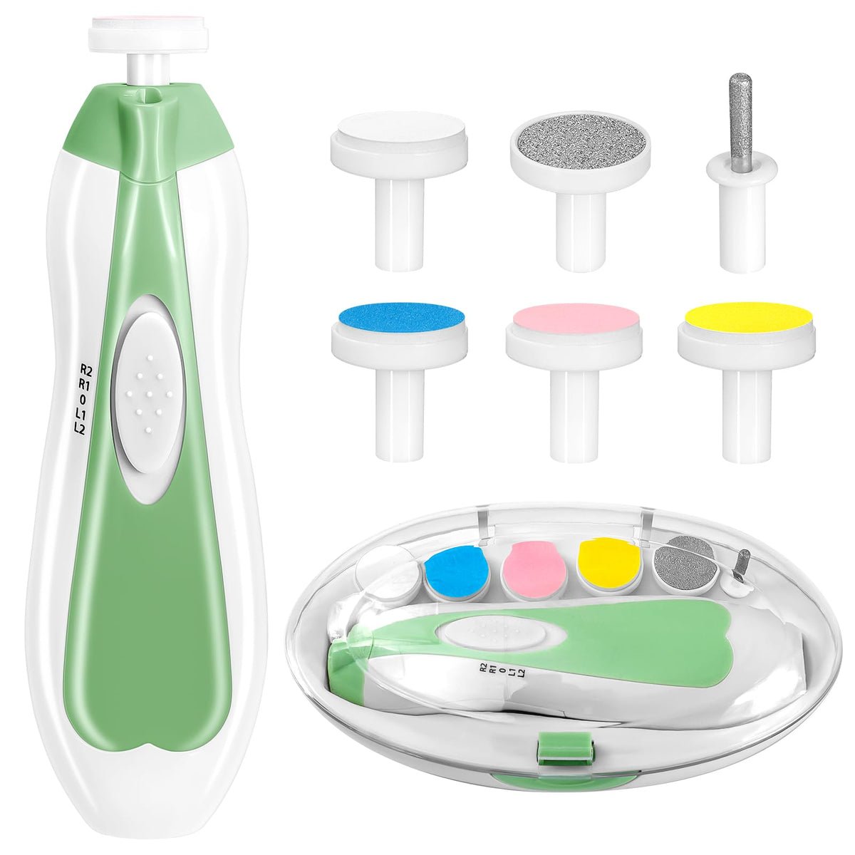 Qunlions life Baby Nail Trimmer Electric, 6 in 1 Rechargeable Baby Nail Clippers Manicure Set Grooming Kit for Toddler Infant or Adults (Pink)