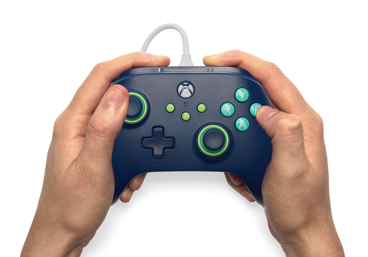 PowerA Wired Controller For Xbox Series X & S, Xbox One, PC, Windows 10 & 11, Dual Rumble Motors, Detachable 10ft USB Cable, 3.5mm Stereo Headset Jack, Official: Blue