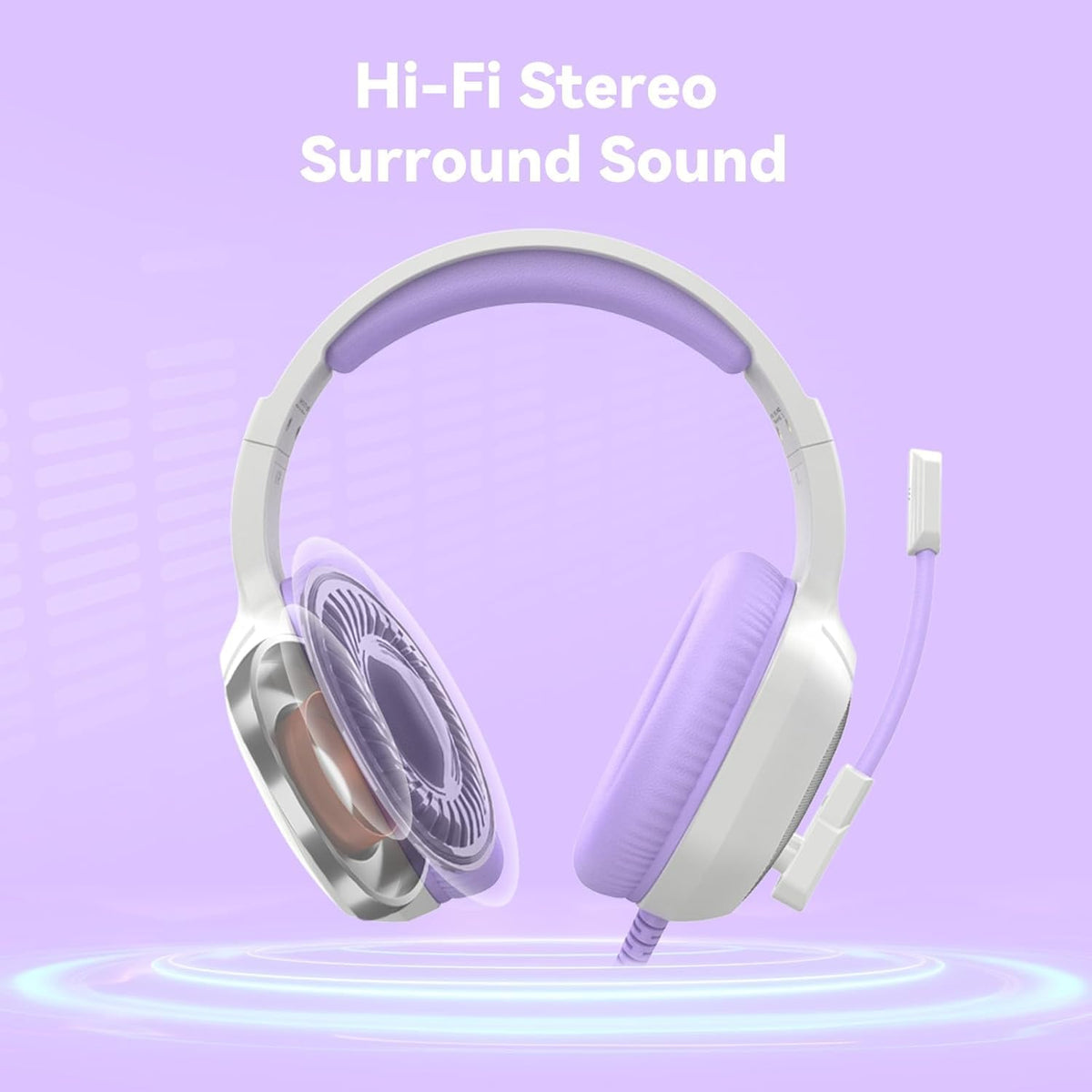 IMYB Gaming Headset with Microphone for Pc, Xbox One Series X/s, Ps4, Ps5, Stereo Wired Noise Cancelling Over-Ear Headphones with Mic, RGB, for Computer, Laptop, Mac, Gamer (White)