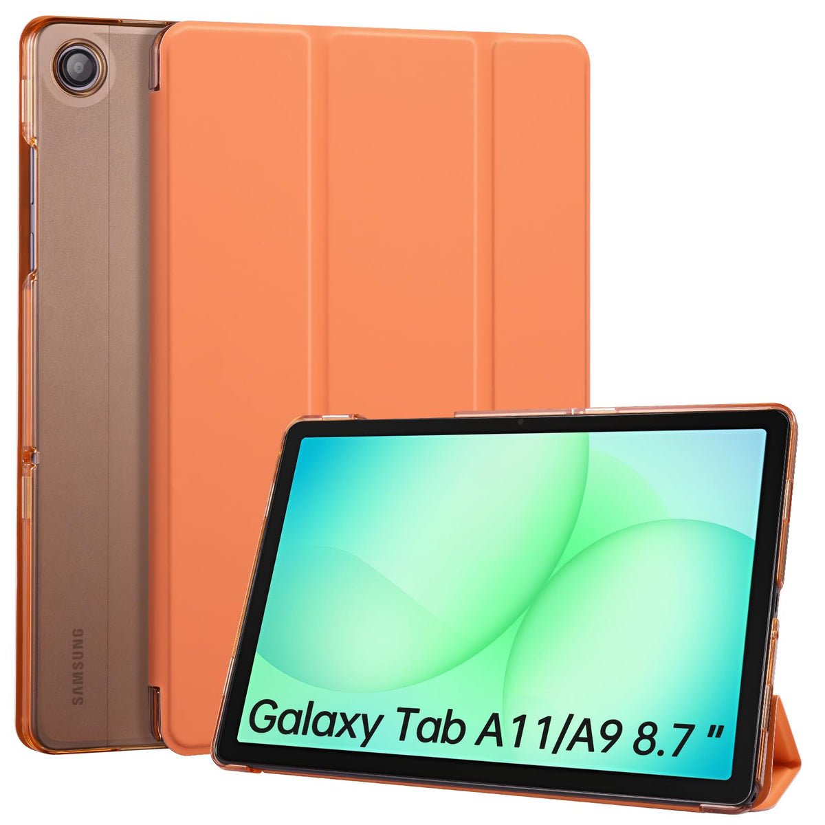 CoBak Case for Samsung Galaxy Tab A11+ Plus 11 Inch 2025/A9+ Plus 2023 - PU Leather Smart Cover with Auto Sleep/Wake for Tab A11+, Translucent Hard Shell, Multi-Viewing Angles, Green Pattern