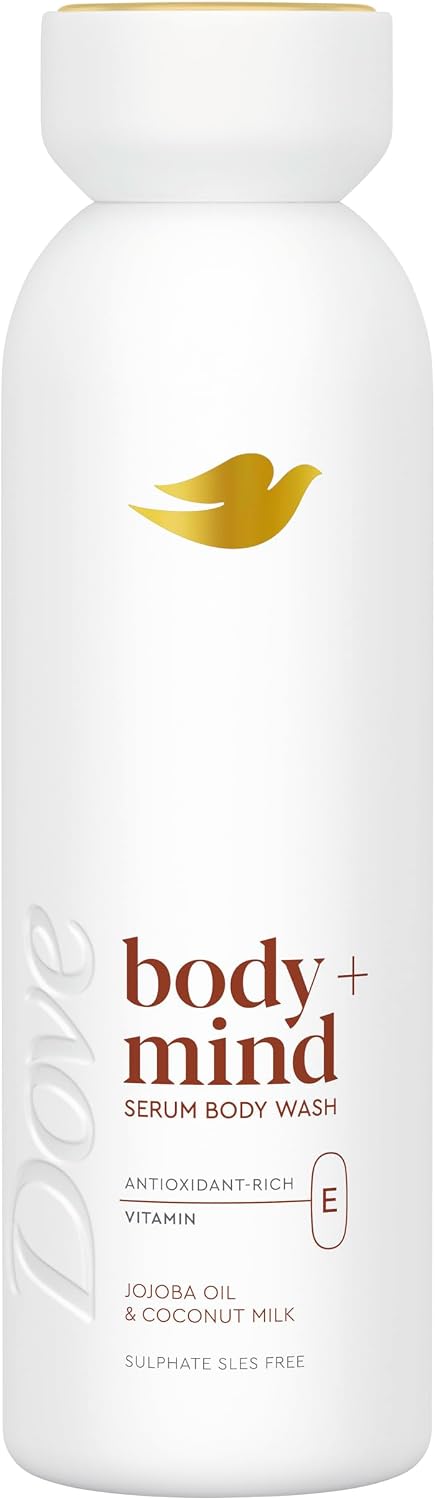 Dove Body + Mind Jojoba Oil & Coconut Milk Serum Body Wash body cleanser with antioxidant-rich vitamin E for glowing skin 350 ml