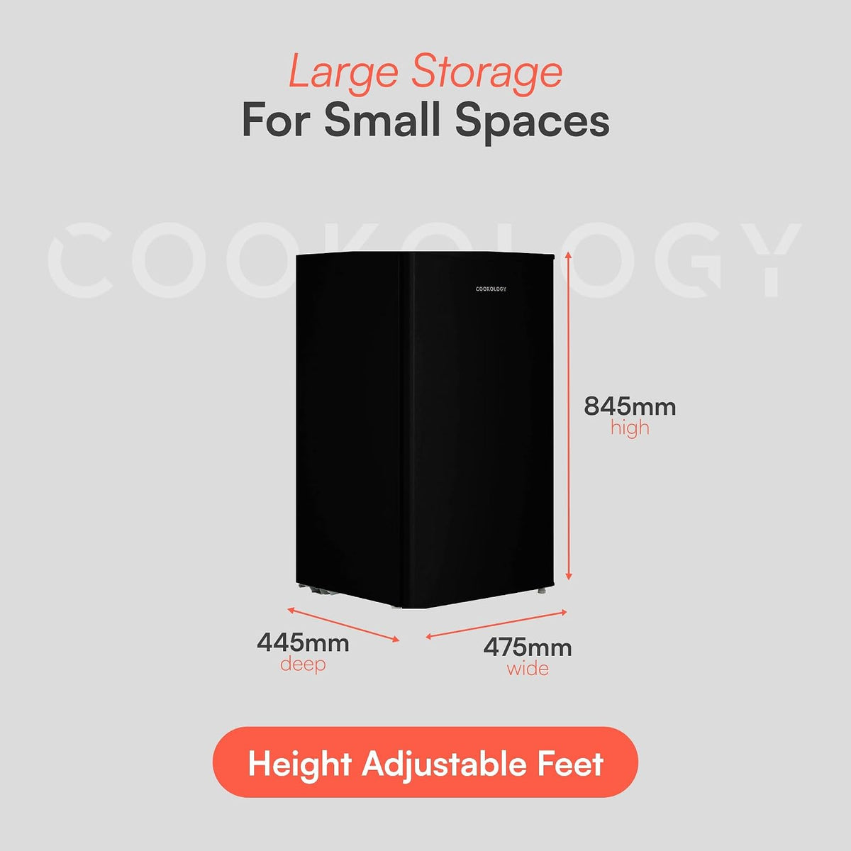 Cookology 60L 48cm Freestanding Under-Counter Freezer - Black