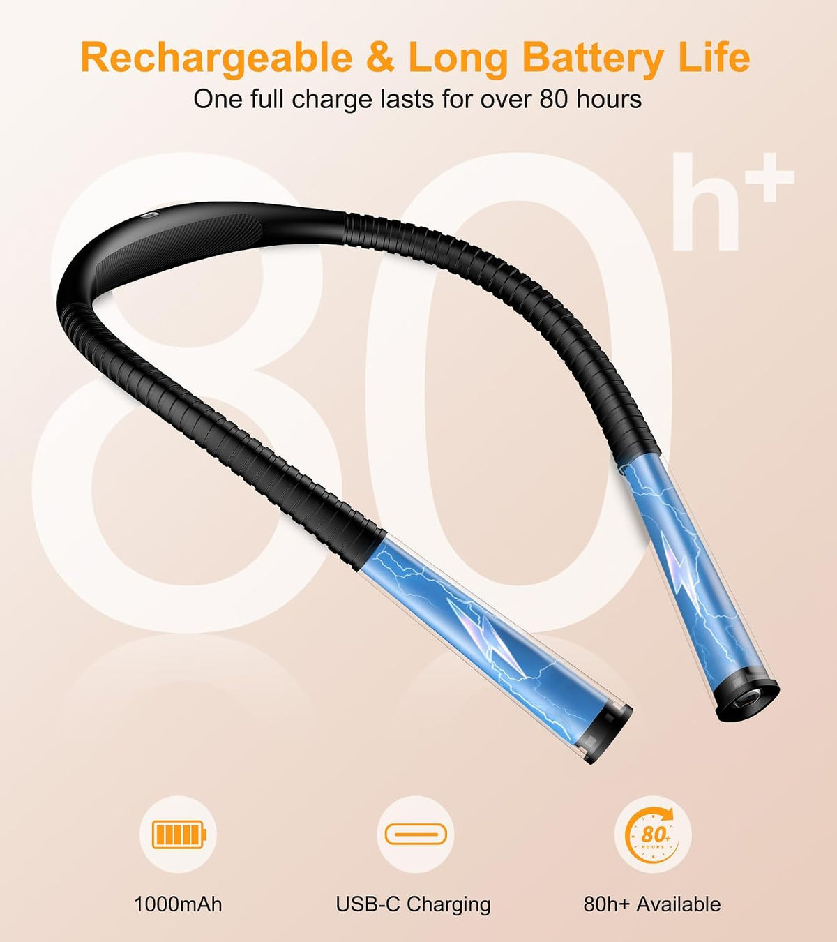 Gritin Book Light, Eye Caring 4-Color&5-Brightness Neck Light Reading Lamp