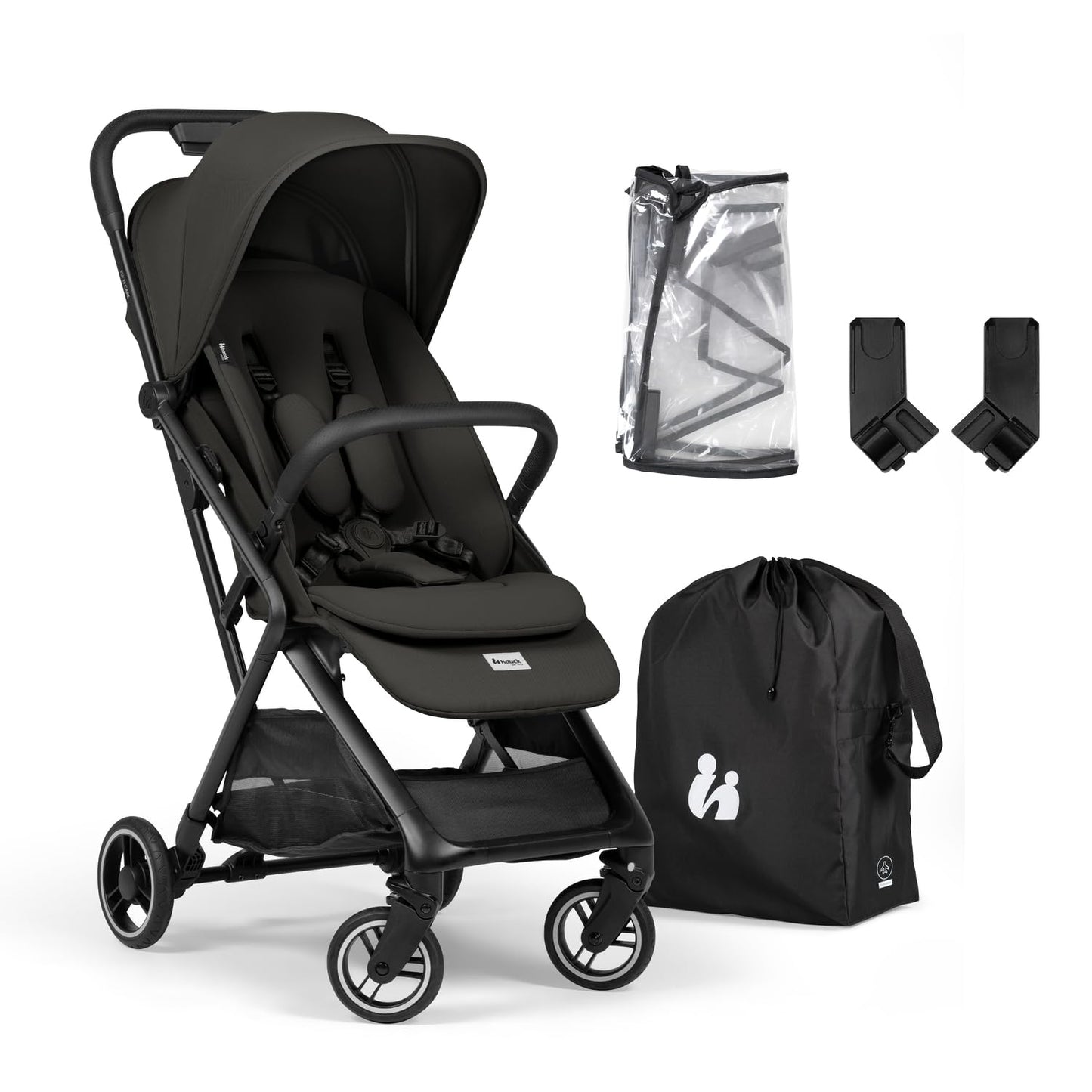 Hauck Fly N Care, Sage Green - Ultra Compact & Light Travel Pushchair (7.5kg) with One Hand Fold, Carry Strap & Bag, Seat Liner, Car Seat Adapter, UPF 50+ Sun Canopy, Fully Reclining Birth to 22 kg