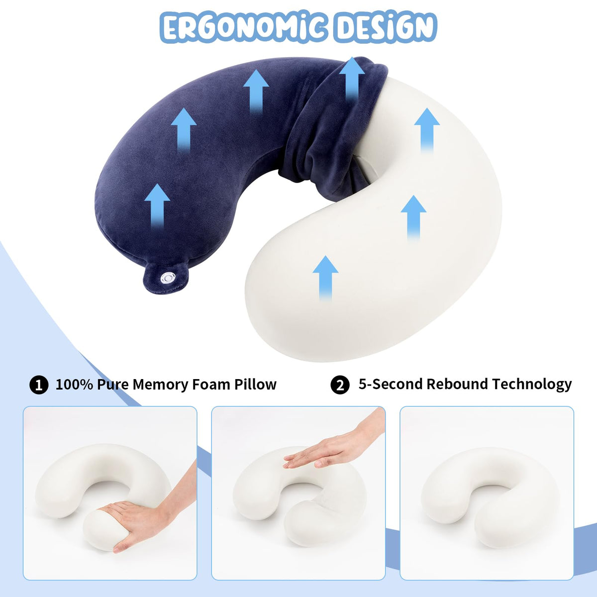 WENGX Travel Neck Pillow With Storage Bag Memory Foam Head Support Flight Pillows Cushion for Airplane Train Car Office Travel Essential for a Long Hauls Sleeping Rest(Pale Pink)