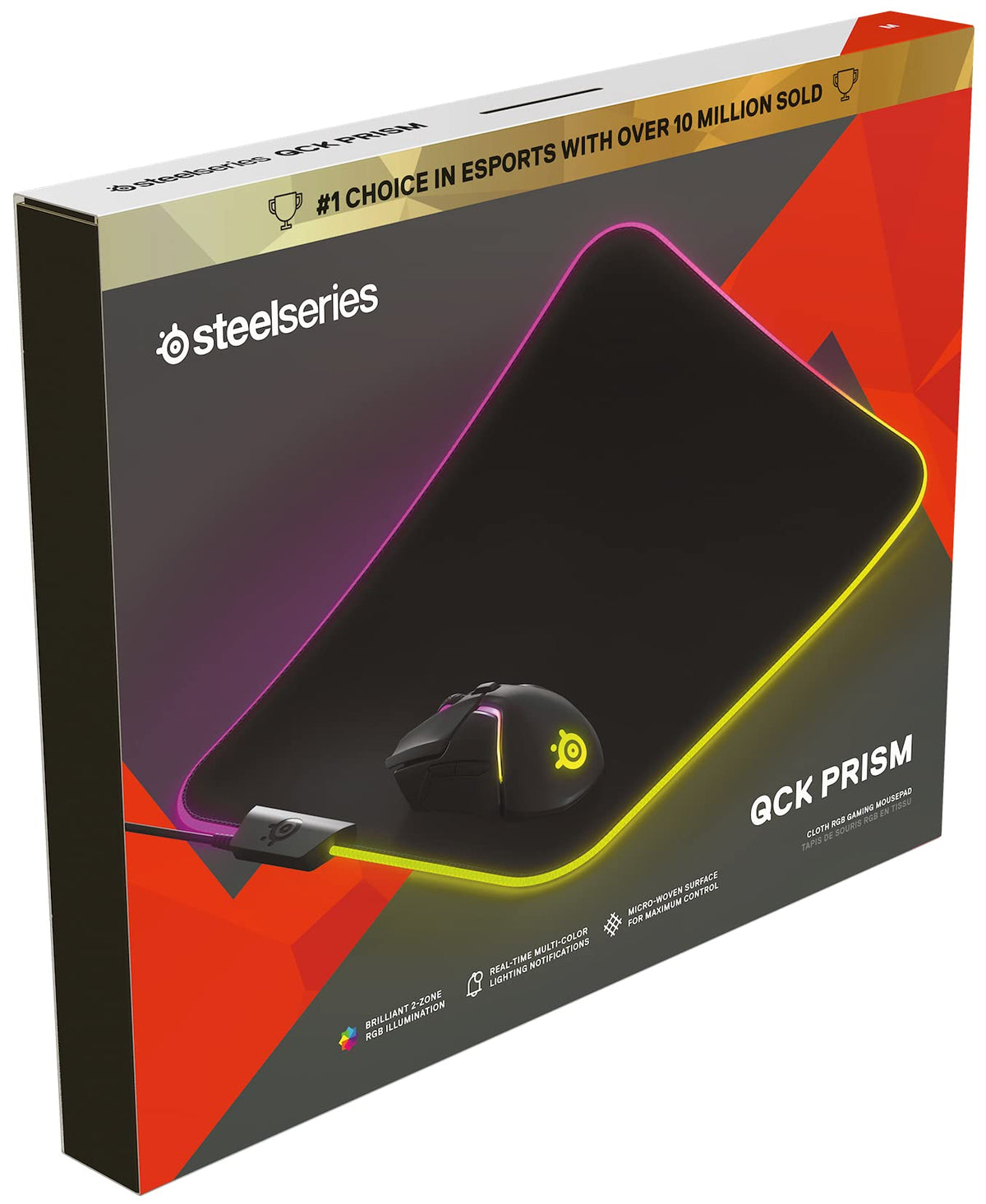SteelSeries QcK Edge Cloth Gaming Mouse Pad - Never-fray Stitched Edges - Optimized For Gaming Sensors - Size L (450 x 400 x 2mm) - Black