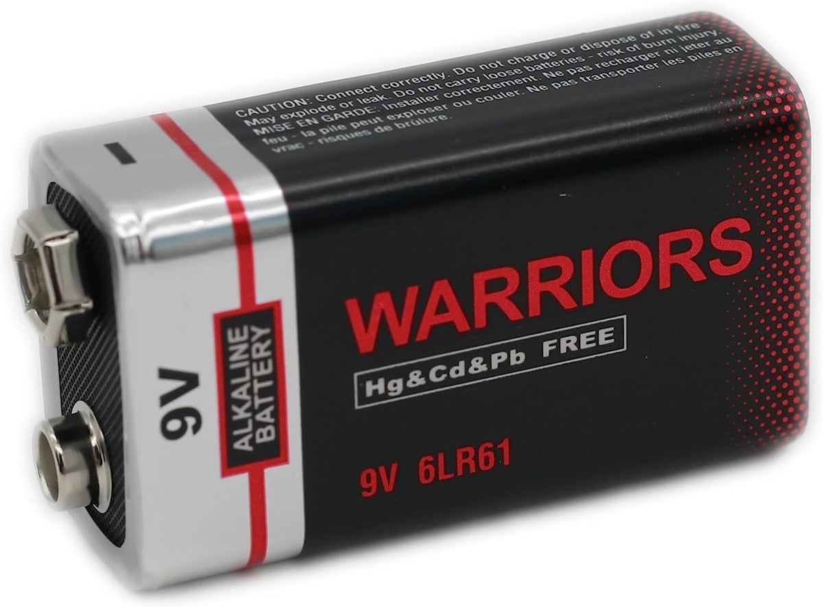 Warriors 2X 9V Alkaline Batteries, 6LR61, Long Lasting Power