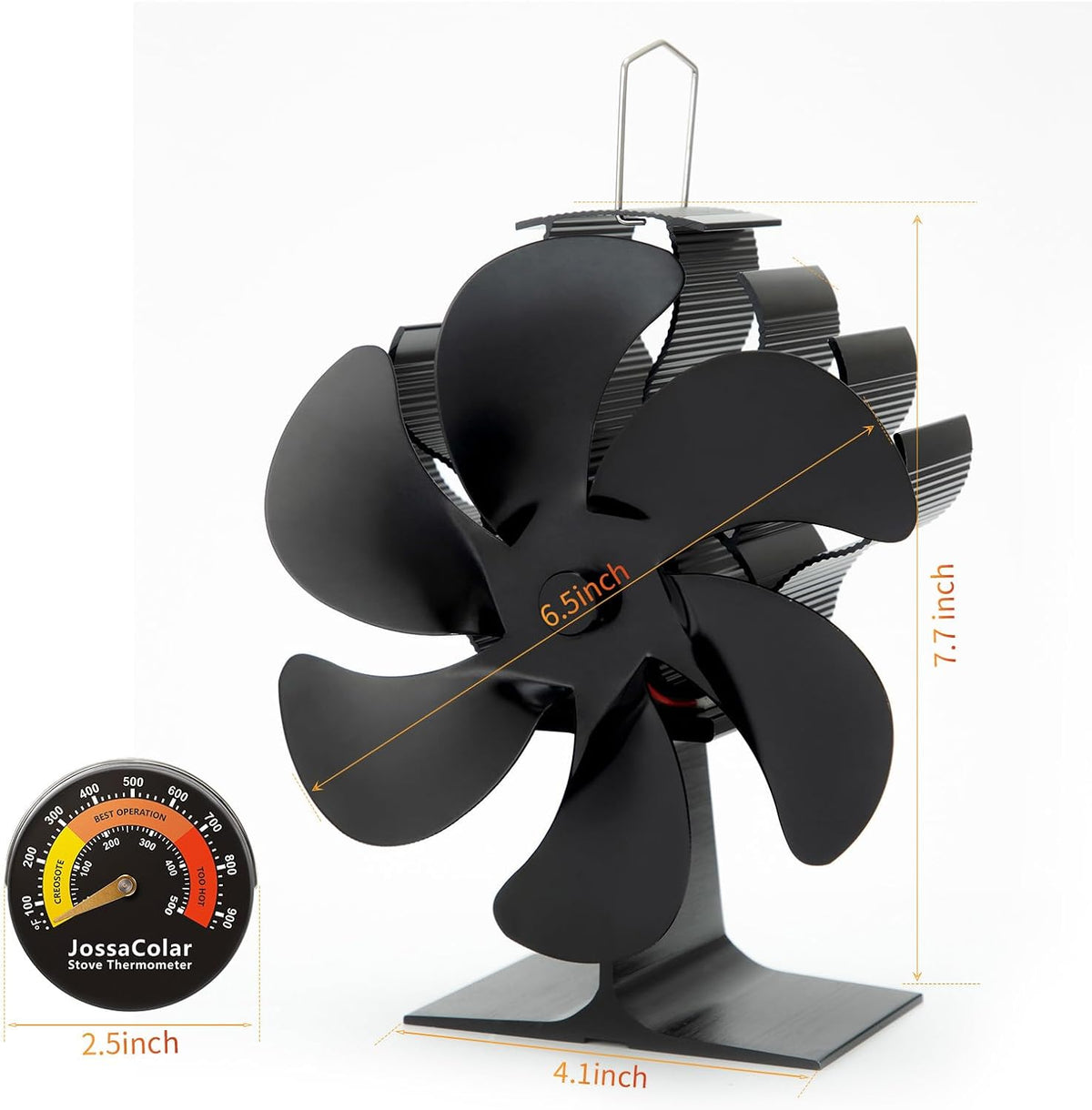 JossaColar Log Burner Fan Silent Operation | 6-Blade Stove Fans Log Burners | Wood Burner Fans Heat Powered | Fan for Wood Burning Stove | Fireplace Accessories Tools