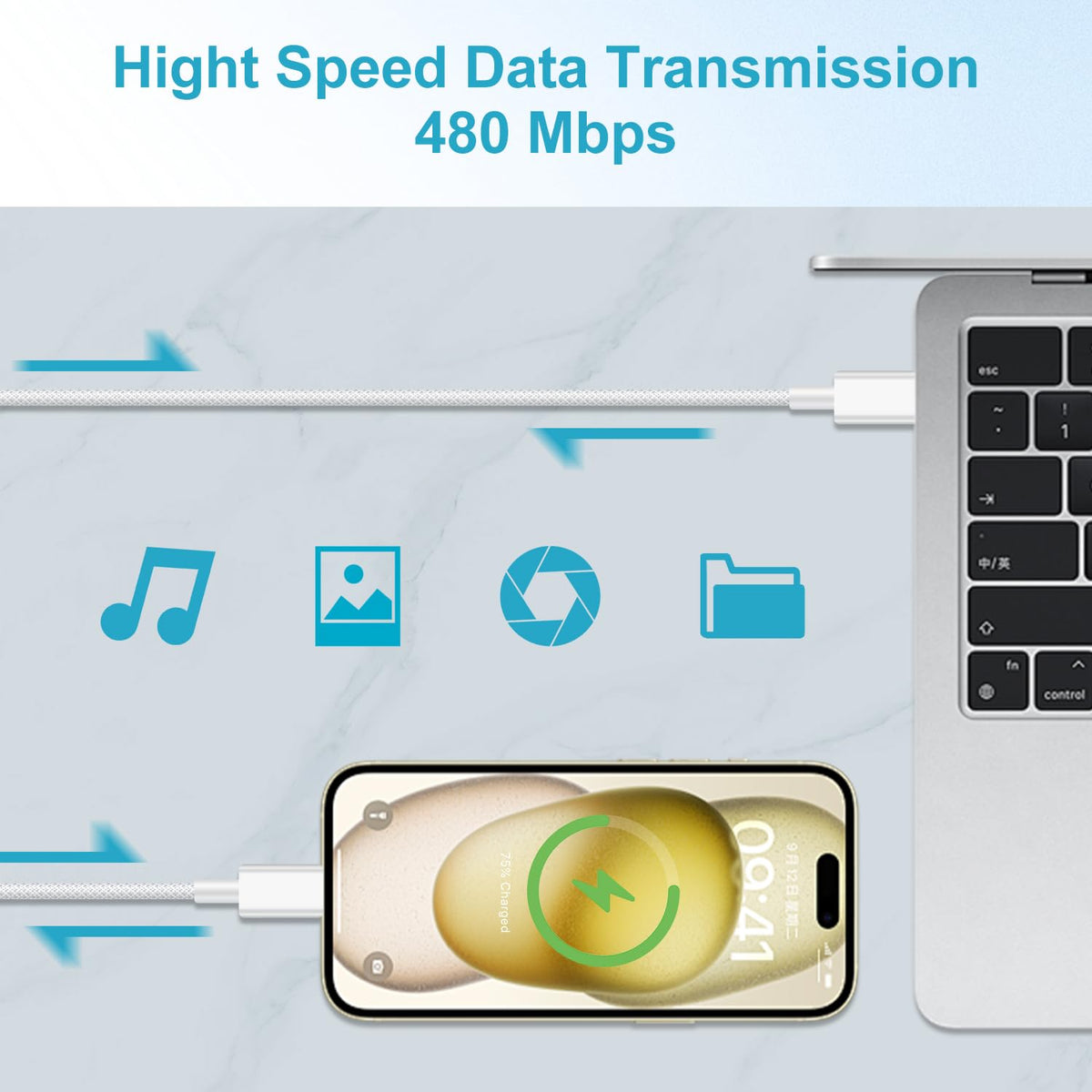 100W USB C Charger Cable 3M, iPhone 15 16 17 Charger Cable 3M Long USB C Cable Fast Charge Type C Fast Charging Lead Wire for iPhone Air/17/16 Pro Max/16e/15 Plus,iPad Pro/Air,Macbook,Samsung S25 S24