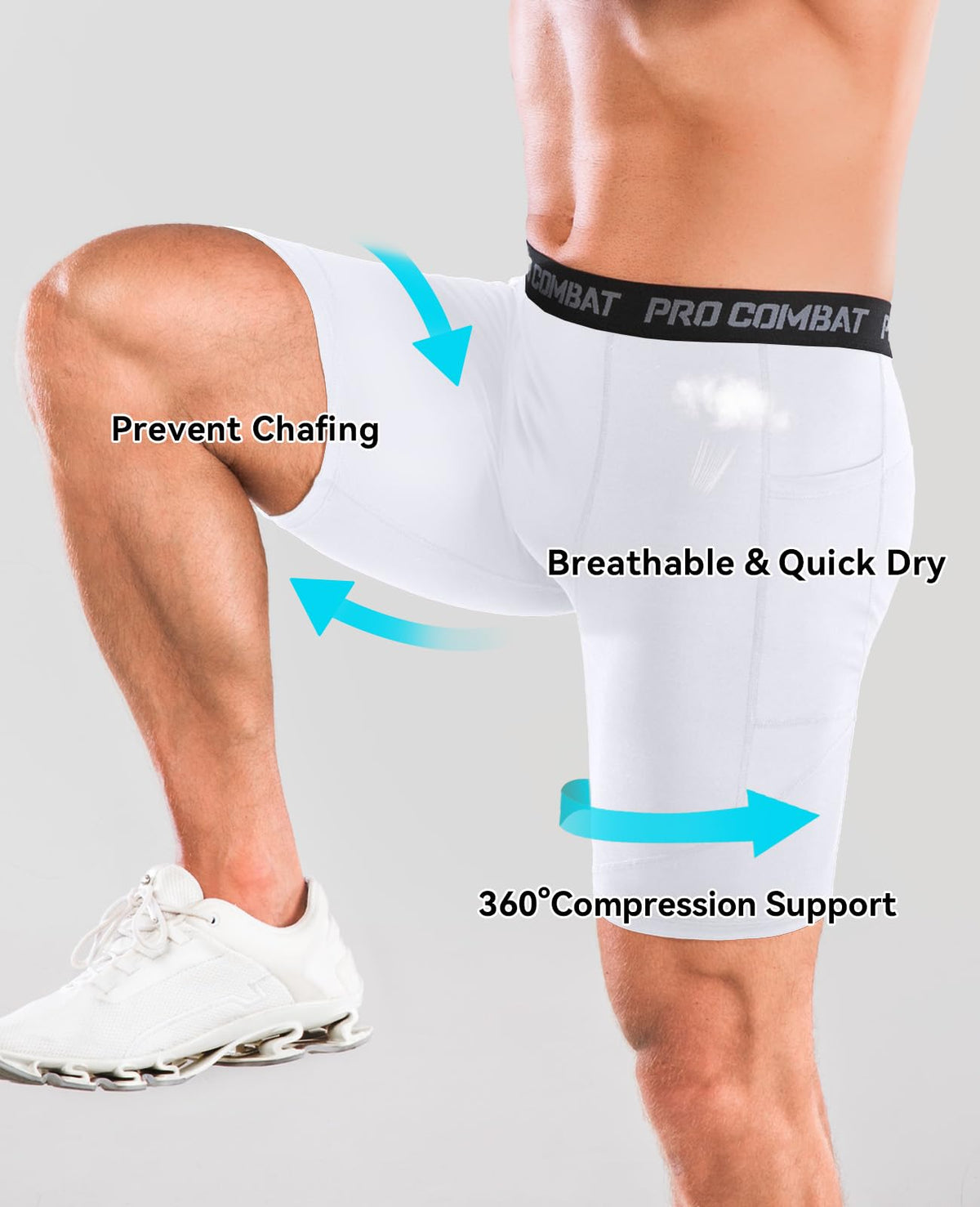 Niksa Compression Shorts Men, 1 Pack or 3 Packs Gym Running Shorts with Pockets Sports Anti Chafing Underwear Base Layer Shorts Quick-Drying Fabric Undershorts Men’s Workout Shorts
