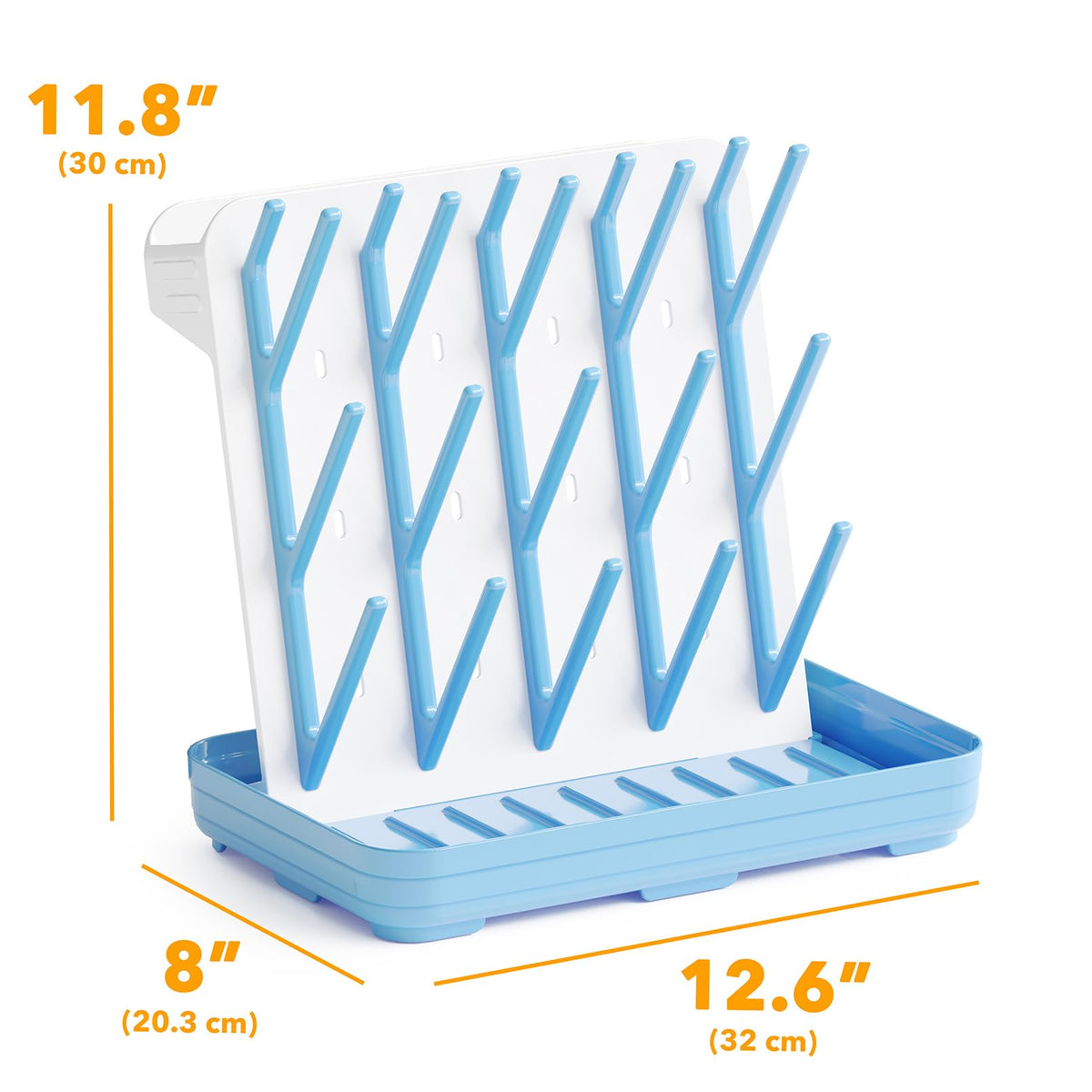 SpaceAid Baby Bottle Drying Rack with 20 Hooks, White and Gray