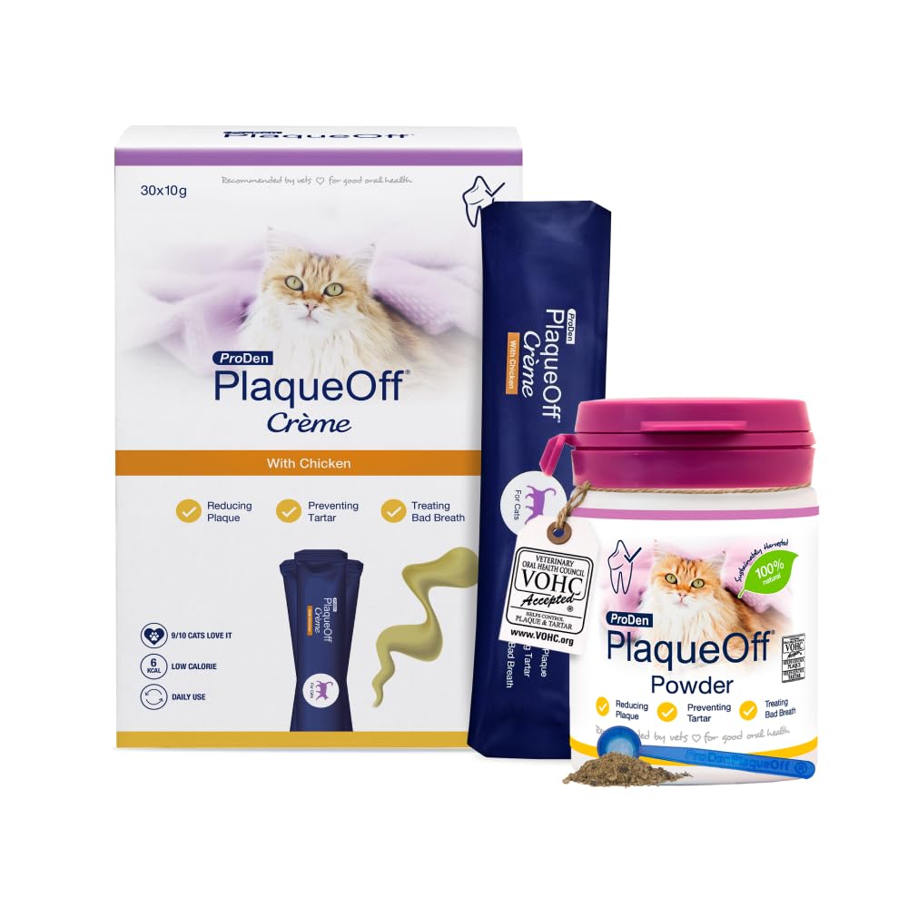 ProDen PlaqueOff 40g Powder for Cats, 100% Natural Tooth Care Powder, Protects Against Bad Breath, Helps with Tartar and Plaque