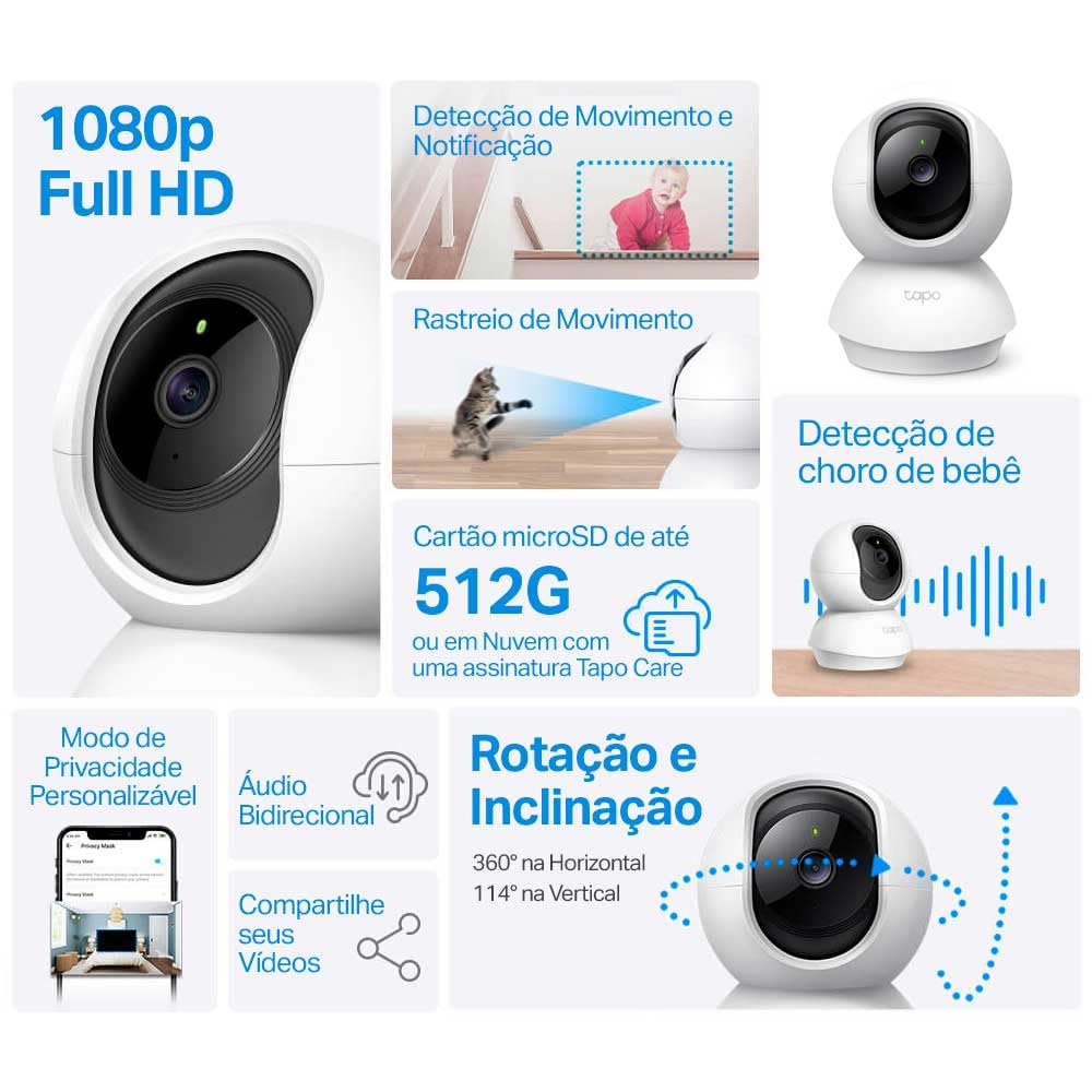 Tapo C200 Full HD Pan/Tilt Indoor Security Camera Pet Camera House Security