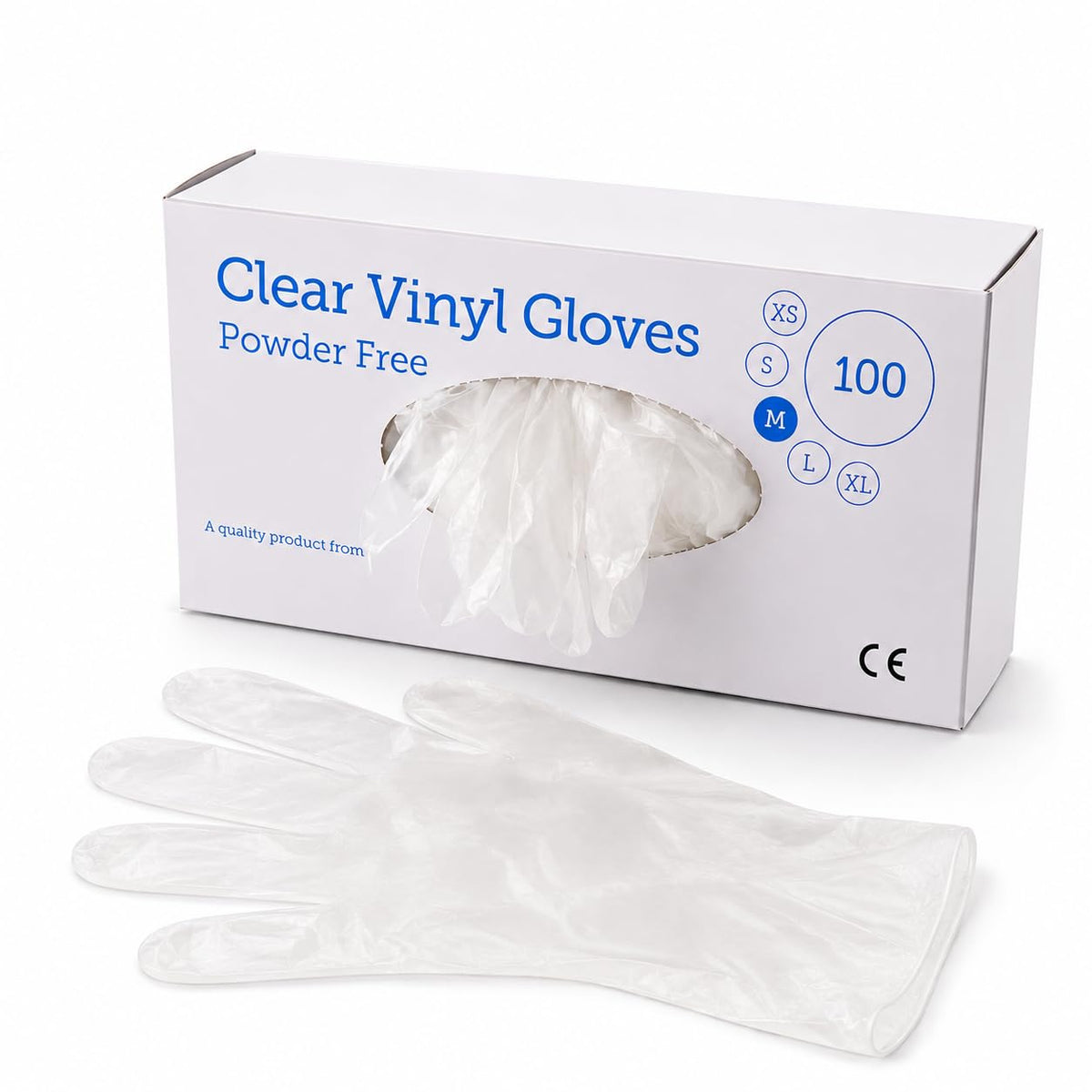 1ABOVE 100 Clear Vinyl Gloves Medium Latex-Free Powder-Free