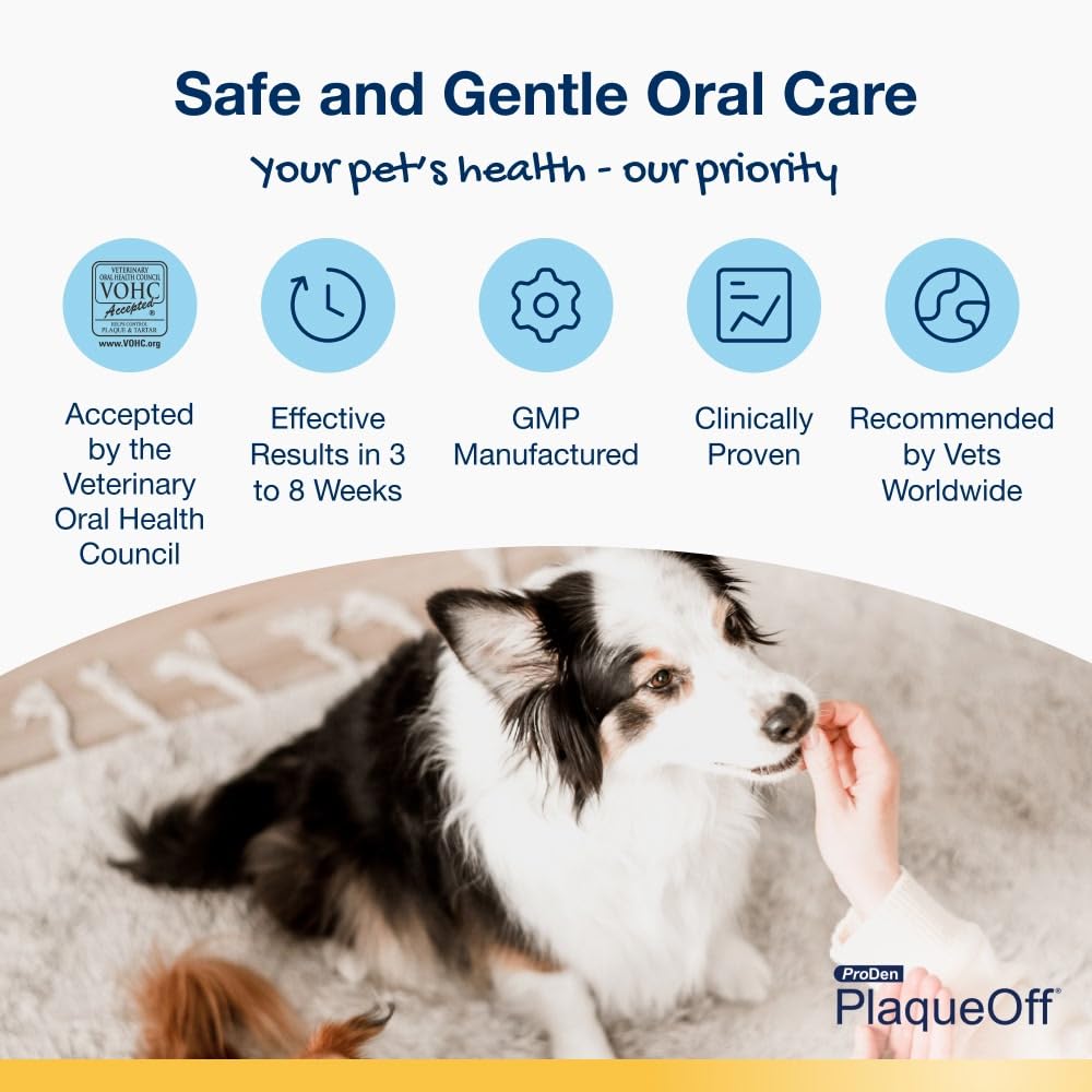 ProDen PlaqueOff Powder for Dogs & Cats, Tartar & Bad Breath Remover 100% Natural Teeth Cleaner and Plaque Remover 60 g