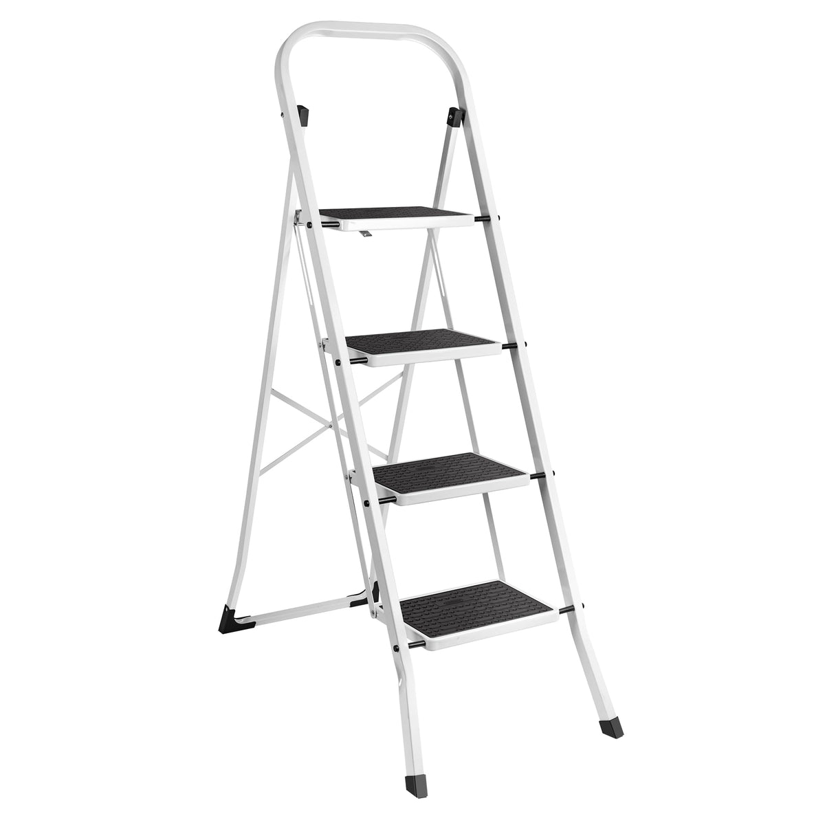 VonHaus 3 Step Ladder – Premium Quality Folding Step Ladder for DIY and Gardening - Anti Slip Feet, Easy to Store Ladder, 150KG Max Capacity - Durable Steel