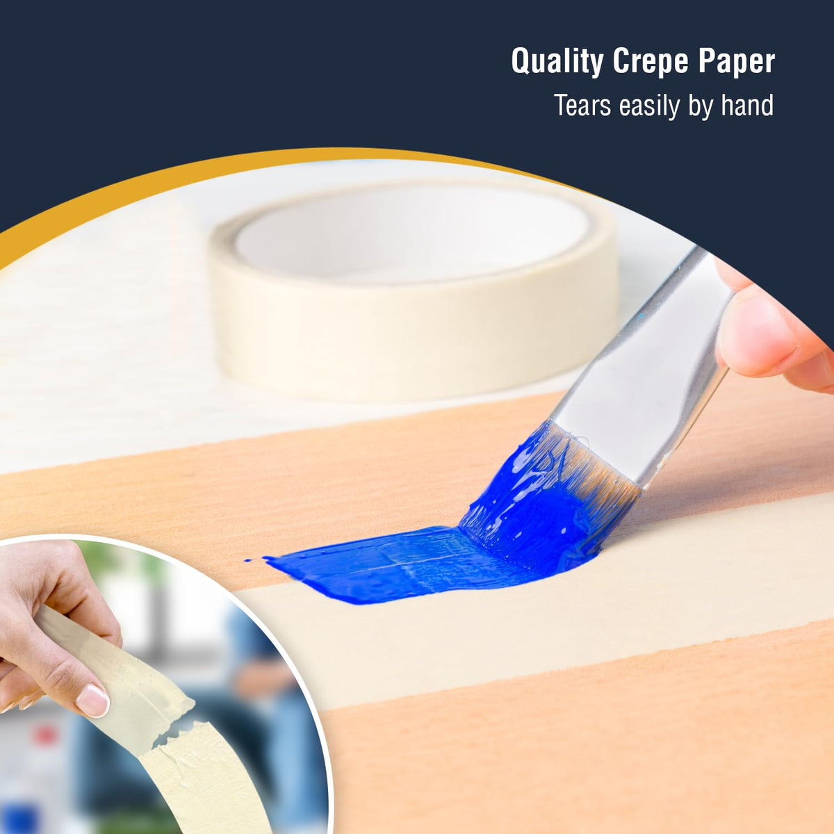 ARVO Masking Tape for Painting – 50 mm x 50 m Decorators Painters Tape | Medium-High Adhesion, Crepe Paper for Walls, Trim & Multi-Surface Indoor Decorating – Pack of 2