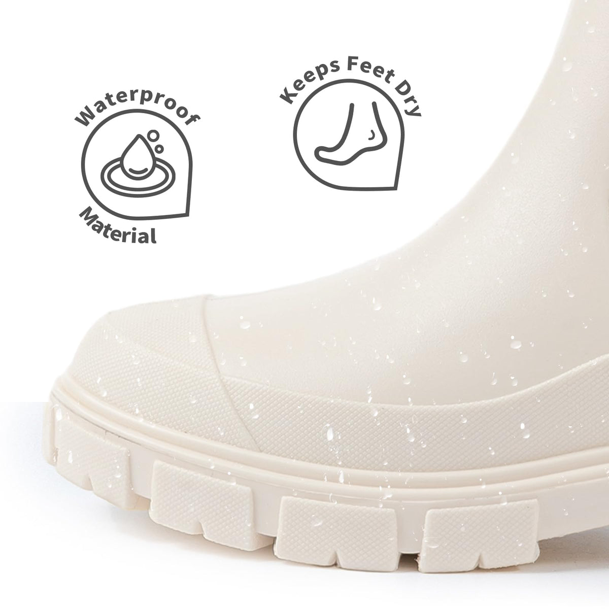 DRECAGE Wellies Boots Women Waterproof Short Chelsea Fashion Ladies Comfortable Rain Boots Outdoors Garden Walking