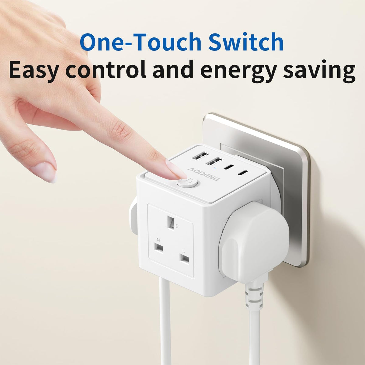 Plug Extension Socket with 4 USB, 3 Way Multi Plug Adapter UK, USB Wall Plug Charger, 3 Pin Plug Expander for Home, Office, University Essentials