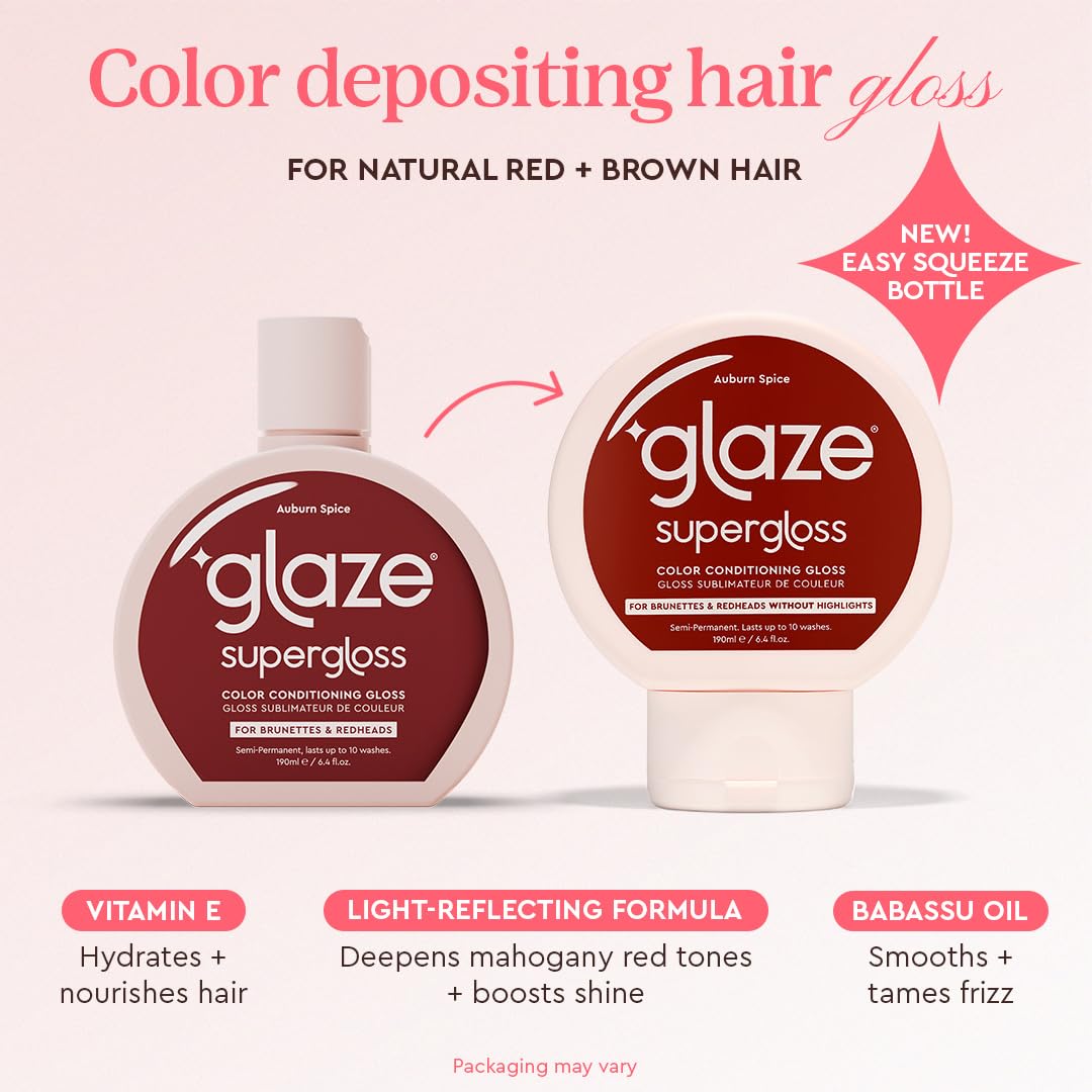 Glaze Supergloss Color Conditioning Gloss – Hydrating Semi-Permanent Colour Hair Gloss & Shine Boost – For Natural, Unbleached Dark Brown Hair – 190ml - Sleek Espresso