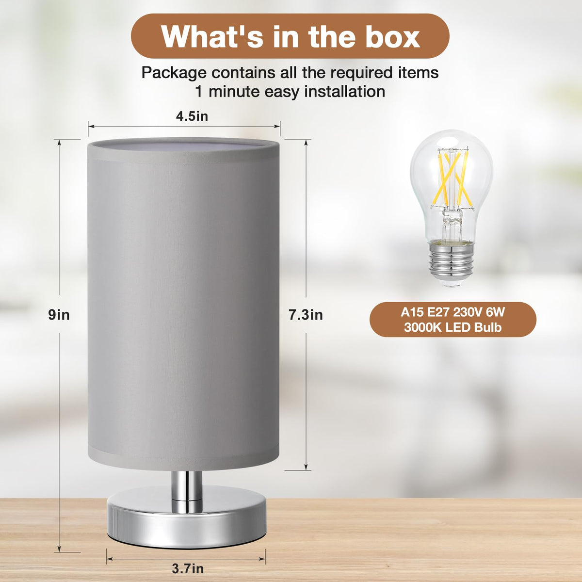 Aooshine Bedside Lamps, 3000K Warm Table Lamp for Bedroom Living Room