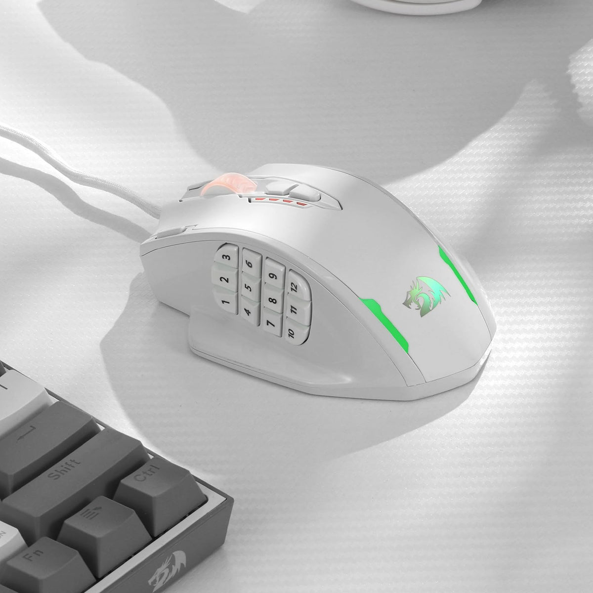 Redragon M908 Impact RGB LED MMO Gaming Mouse With 12 Side Buttons, Optical Wired Ergonomic Mouse with Max 12,400DPI, High Precision, 18 Programmable Macro Shortcuts, Comfort Grip