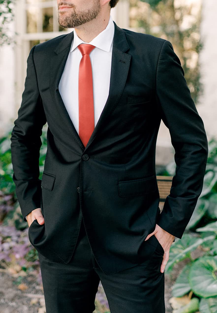 HISDERN Skinny Tie Solid Color 6cm Slim Ties for Men Wedding Classic Formal Business Necktie