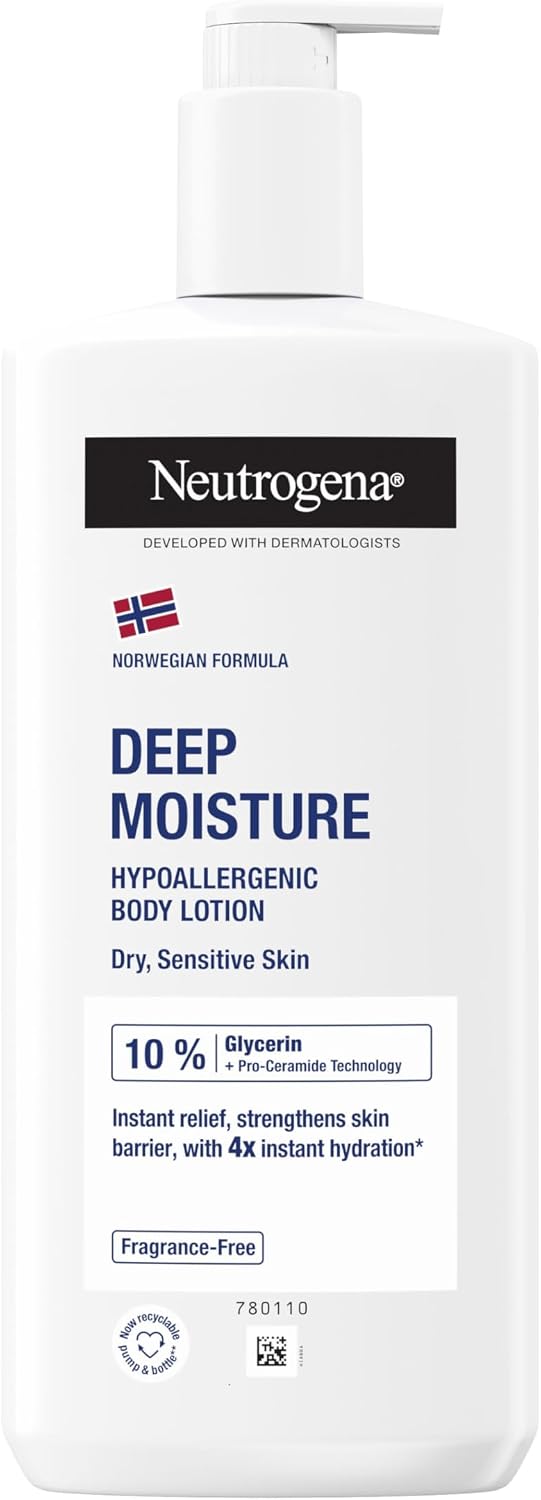Neutrogena Norwegian Formula Deep Moisture Body Lotion (1x 400ml), Fragrance-Free Moisturiser for Sensitive and Dry Skin, Provides 48-Hour Moisturisation