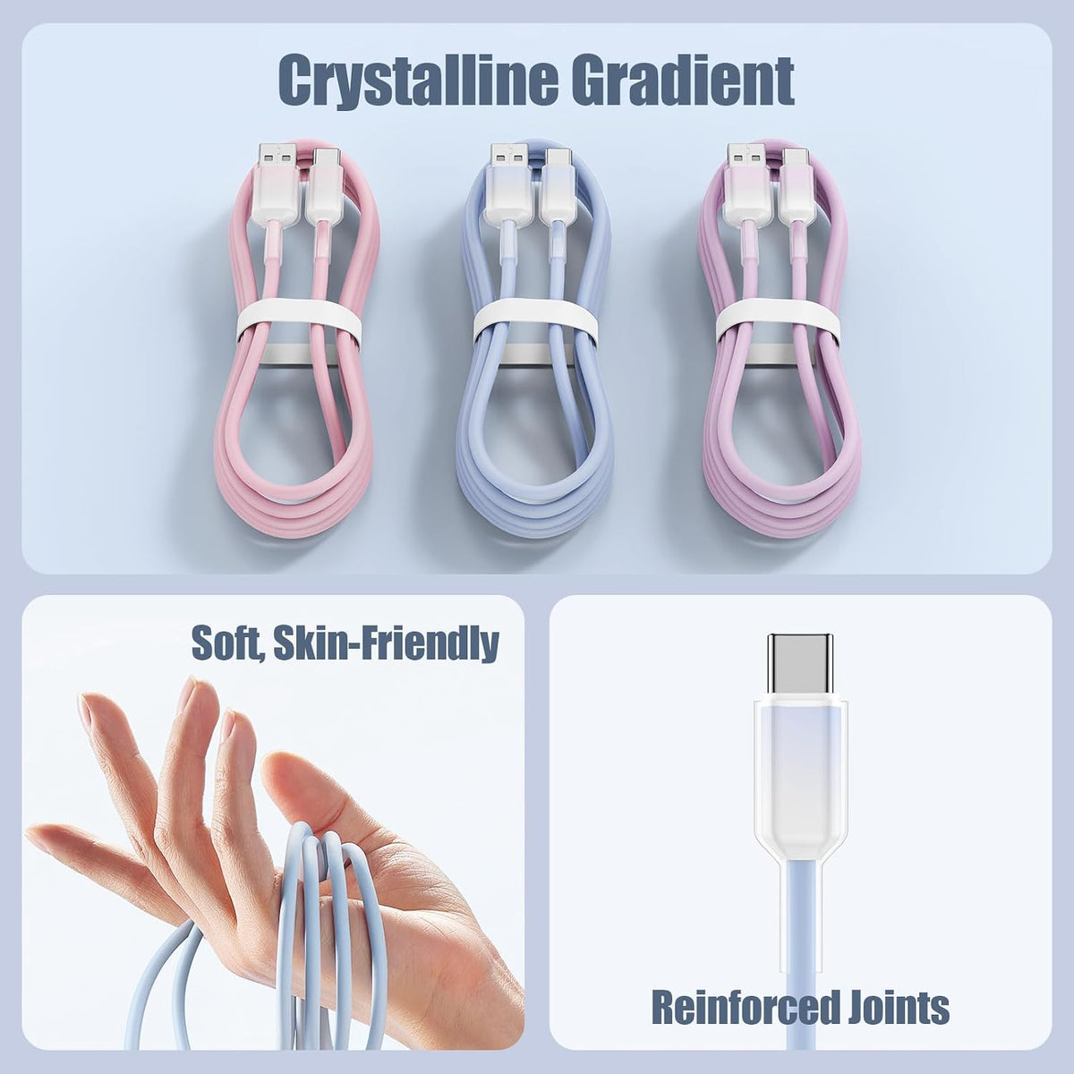 Nebite USB C Charger Cable 3-Pack 3FT/1M USB A to USB C Cable