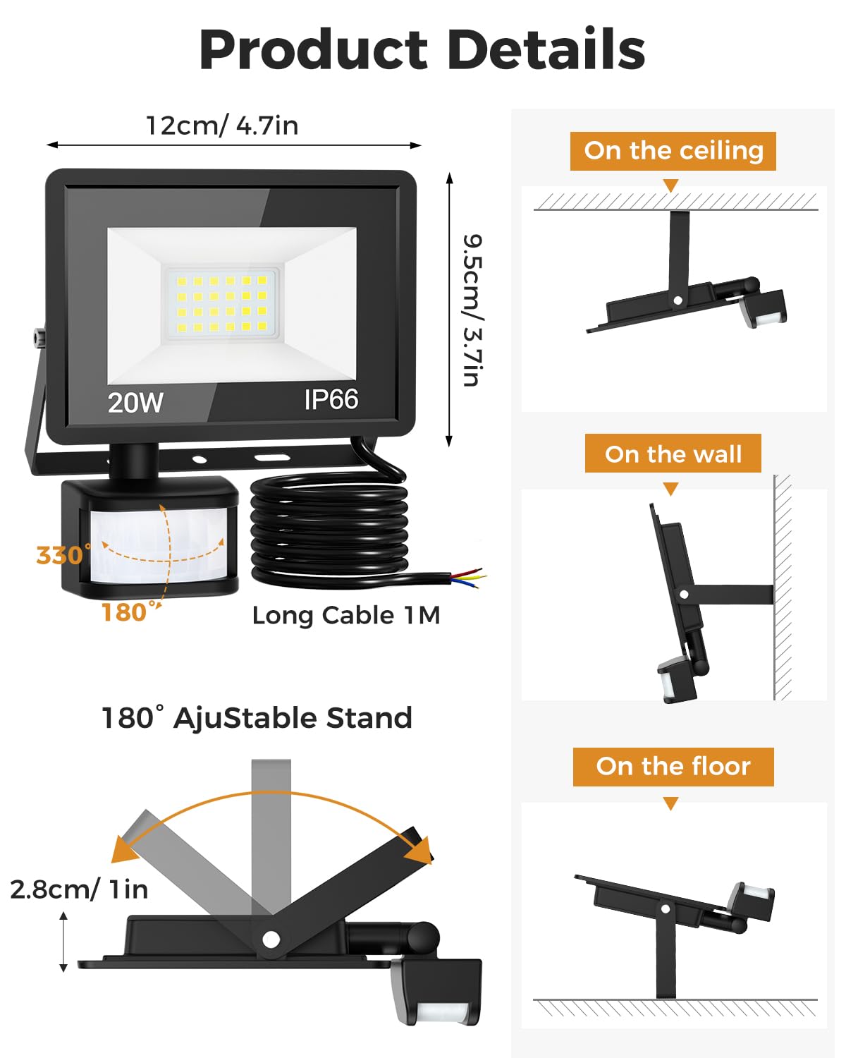 vighep Security Lights Outdoor Motion Sensor, 100W Led Pir Floodlight with Remote Control, 6500K Cold White IP66 Waterproof Outside Wall Light Mains Powered for Garage Backyard Garden Doorway