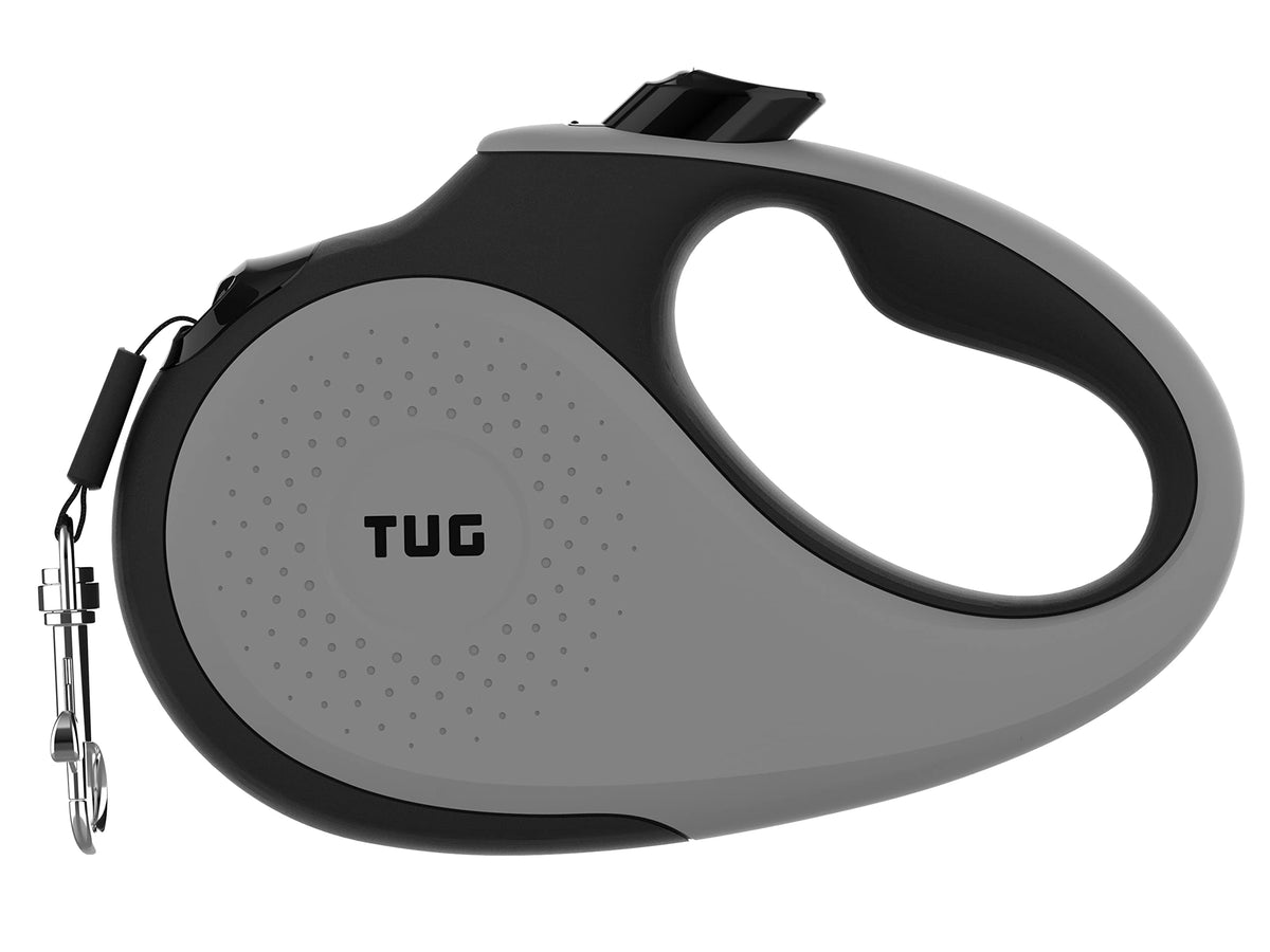 TUG 360° Tangle-Free Retractable Dog Lead for Up to 25 kg Dogs | 5 m Strong Nylon Tape | One-Handed Brake, Pause, Lock (Medium, White/Orange)