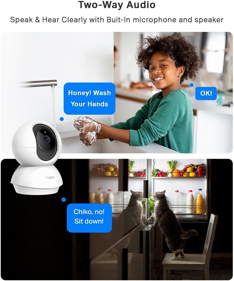 Tapo TP-Link 2K Pan Tilt Security Camera for Baby Monitor, Dog Camera w/Motion Detection, 2-Way Audio Siren, Night Vision, Cloud &SD Card Storage (Up to 256 GB), Works with Alexa & Google Home (C210)