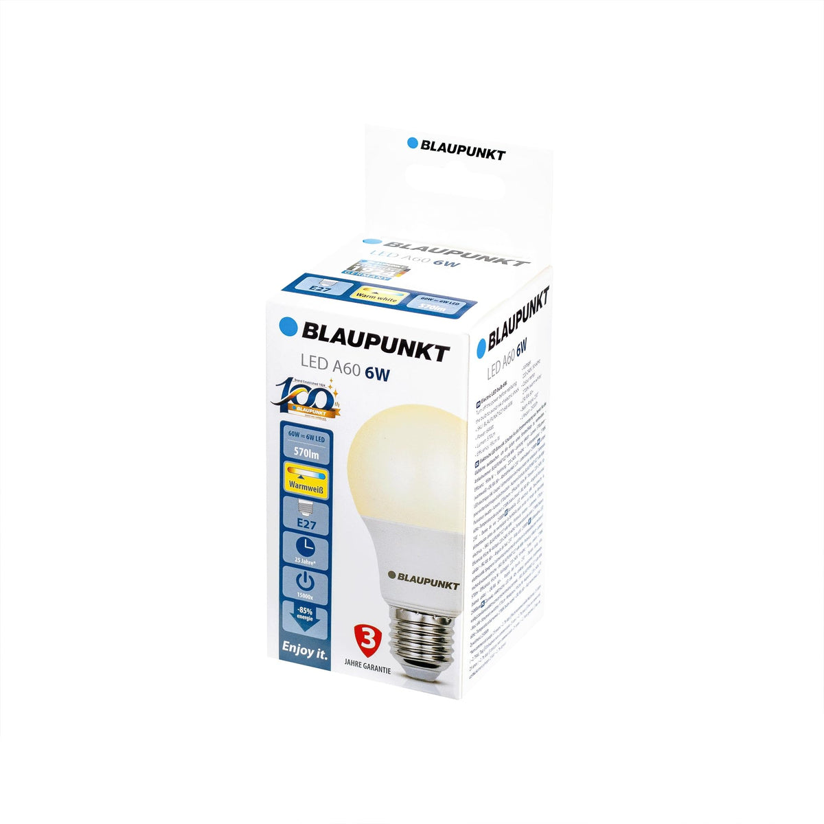BLAUPUNKT E27 Classic Bulb A60 6W 600 Lumen 4000K Neutral White, 6-Pack