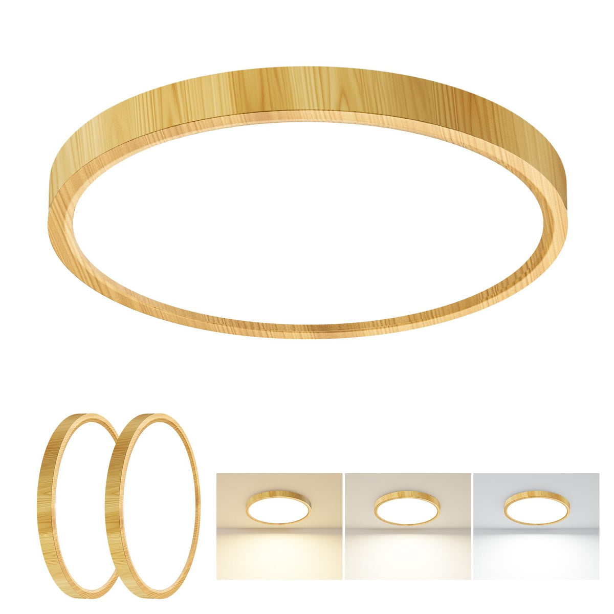 slochi Bathroom Light, 3000K/4000K/6500K 3 Color Temperature, Waterproof, Round, Modern, Flush Ceiling Light for Bathroom, Kitchen, Bedroom, Hallway and MoreØ18CM(Gold)