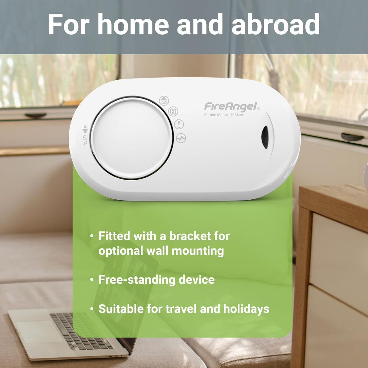 FireAngel FA3820 Portable Carbon Monoxide Detector/Alarm, 10 Year Battery