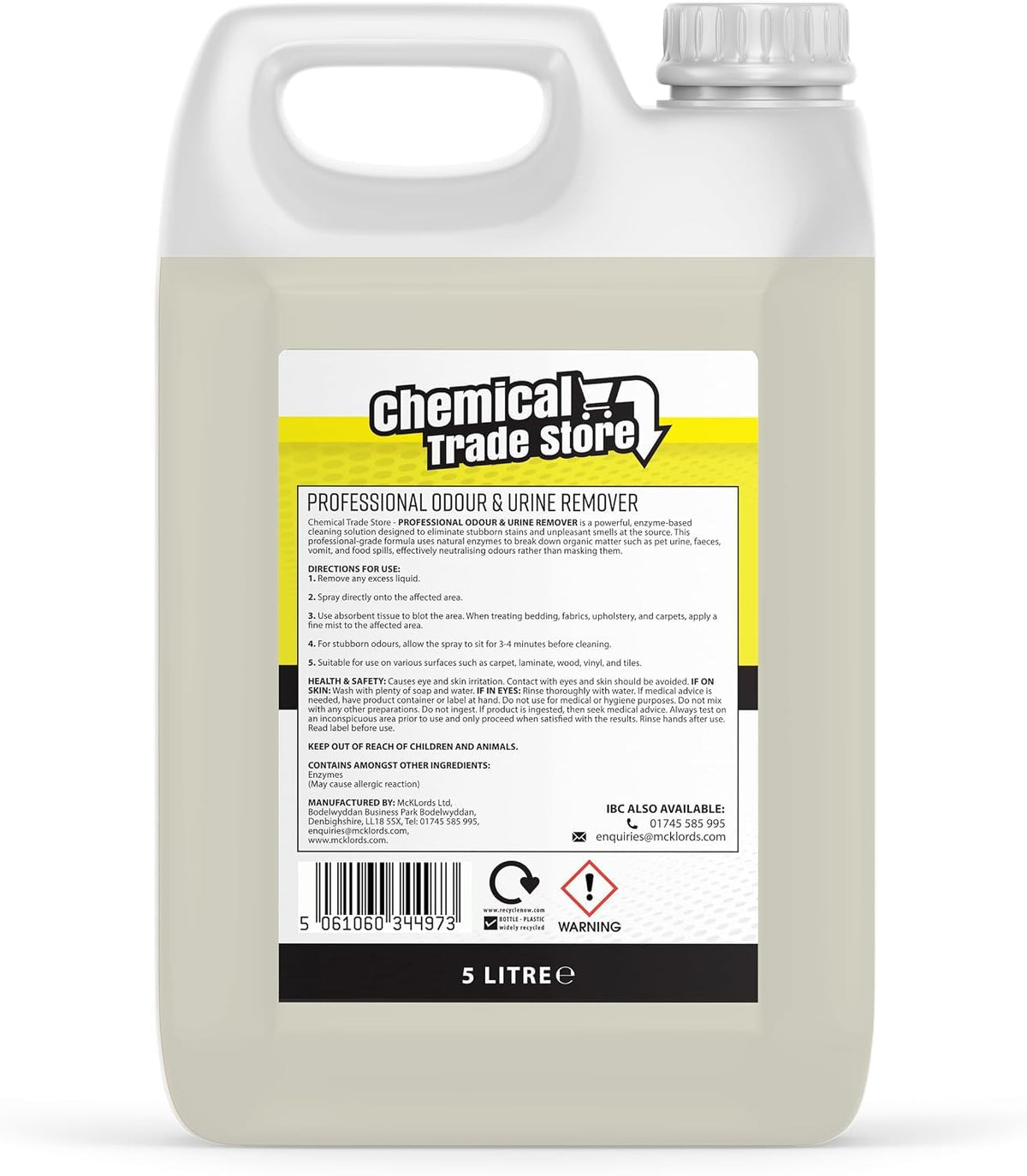 Enzyme Odour & Urine Remover 2.5L - Professional Pet Stain & Smell Eliminator - Safe for Carpets, Upholstery & Hard Floors
